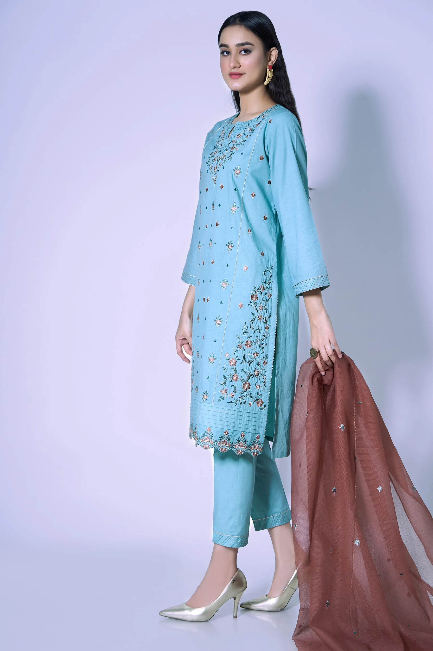 Stitched 3 Piece Cambric Embroidered Outfit - Image 2