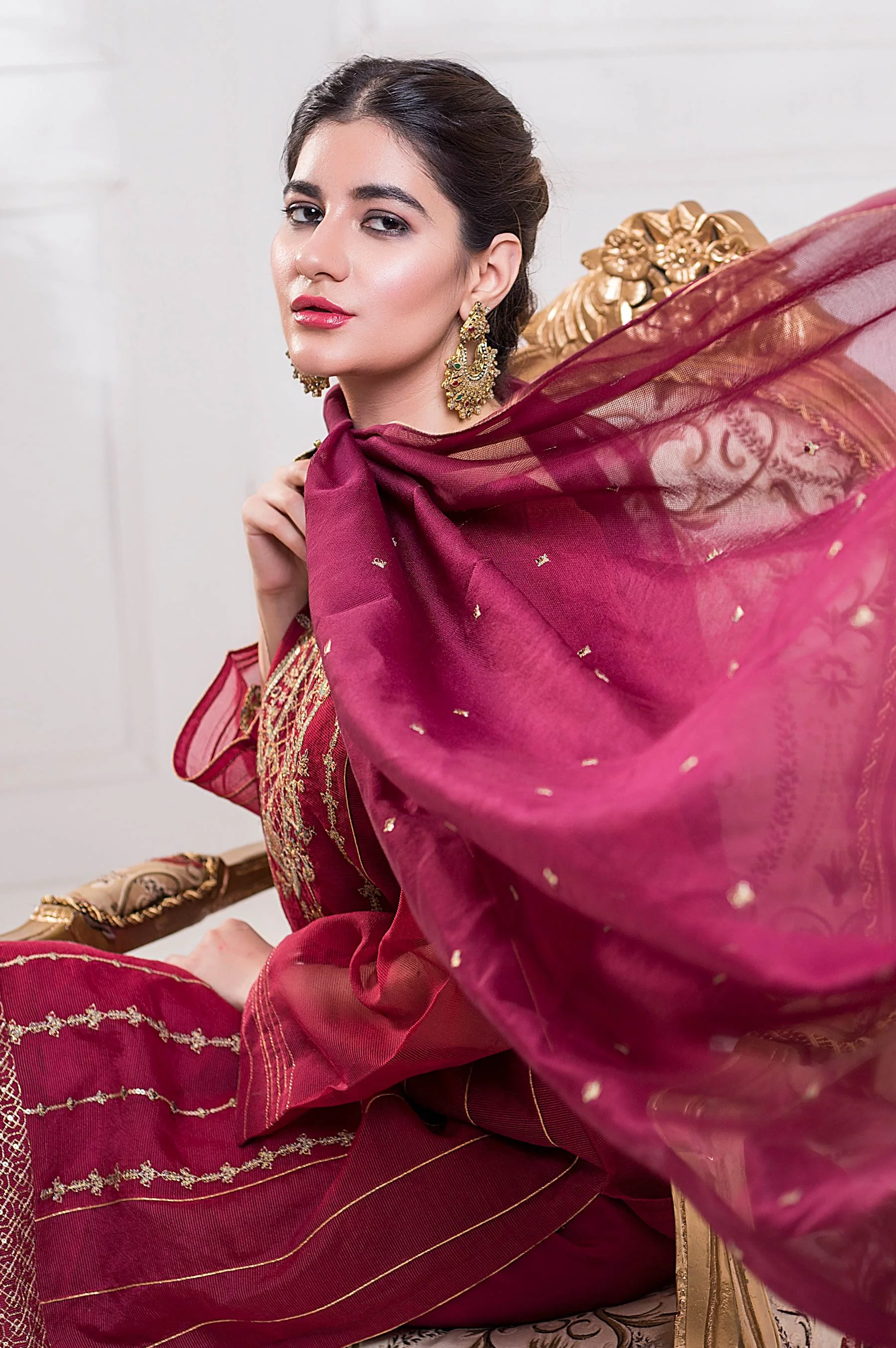 Stitched 3 Piece Checkered Organza Embroidered Suit - Image 6