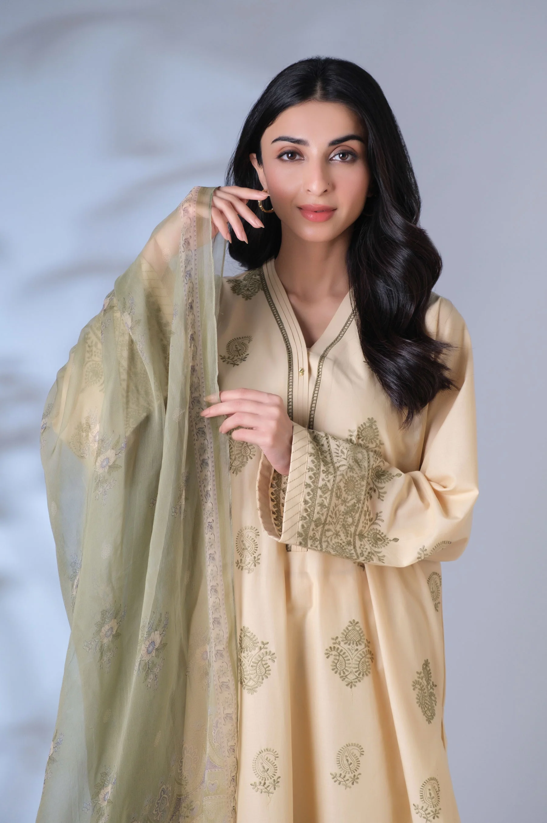 Stitched 3 Piece Embroidered Chikankari Suit - Image 3
