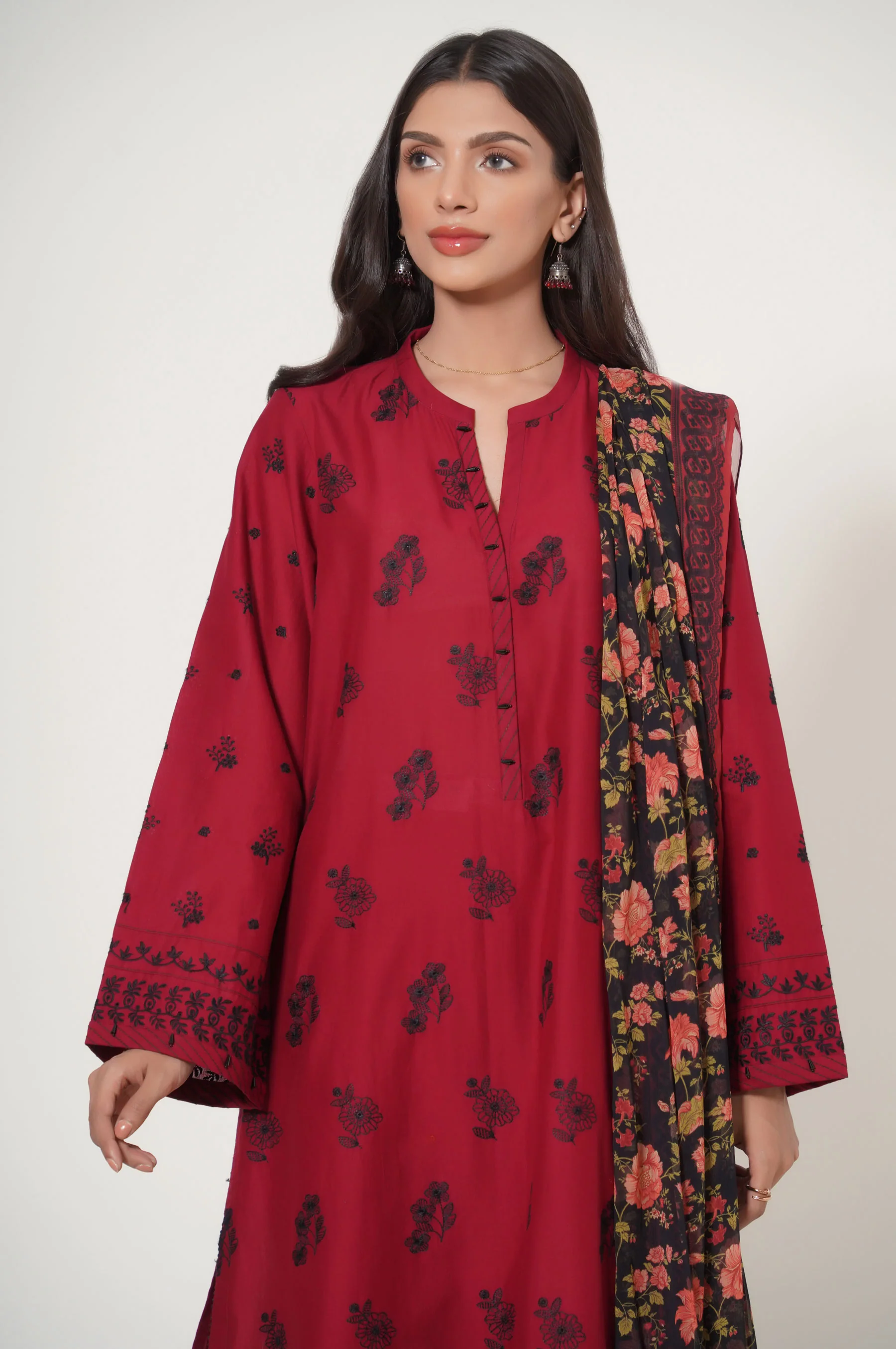 Stitched 3 Piece Chikankari Suit - Image 2