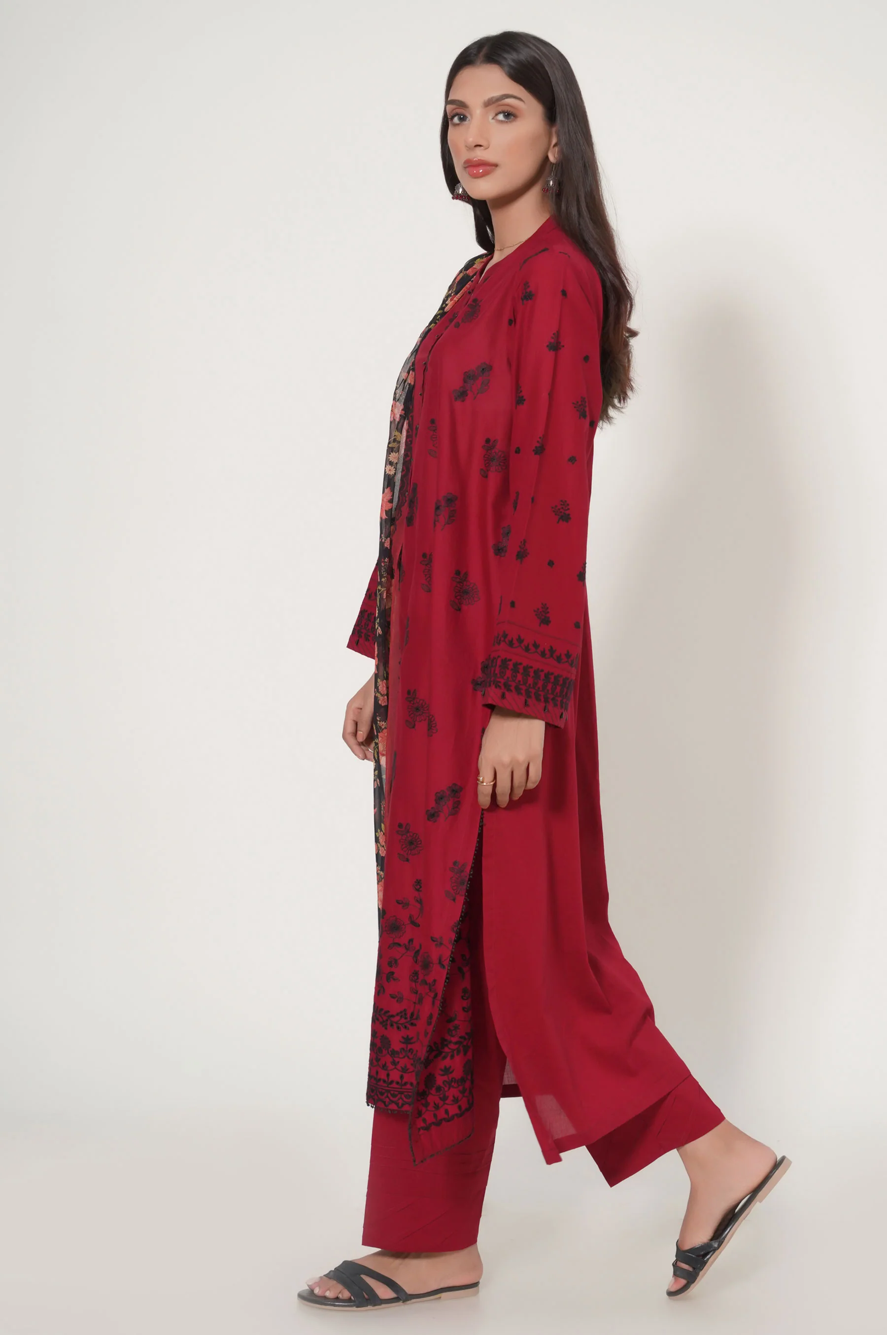 Stitched 3 Piece Chikankari Suit - Image 4