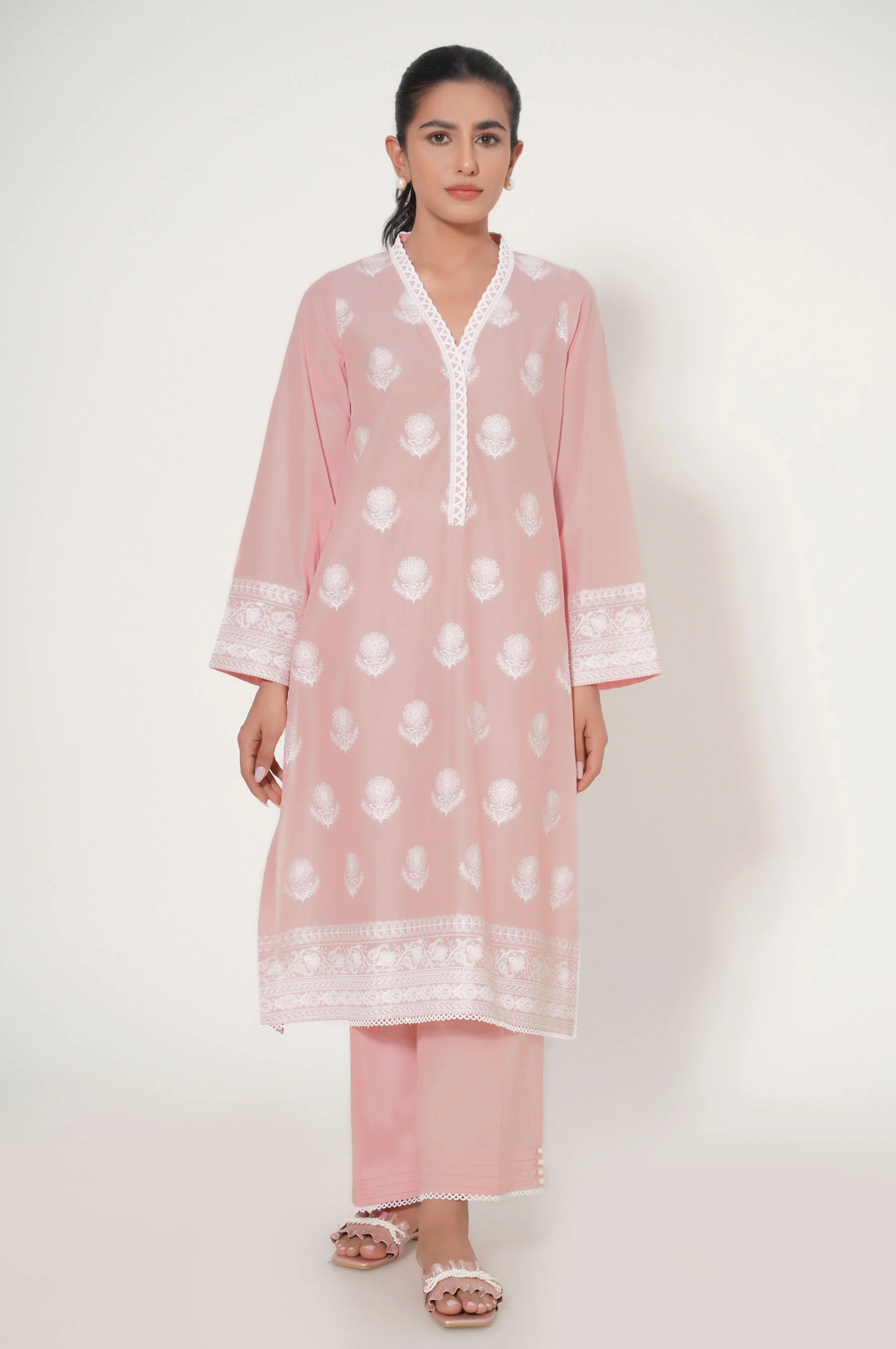 Stitched 3 Piece Chikankari Suit - Image 4