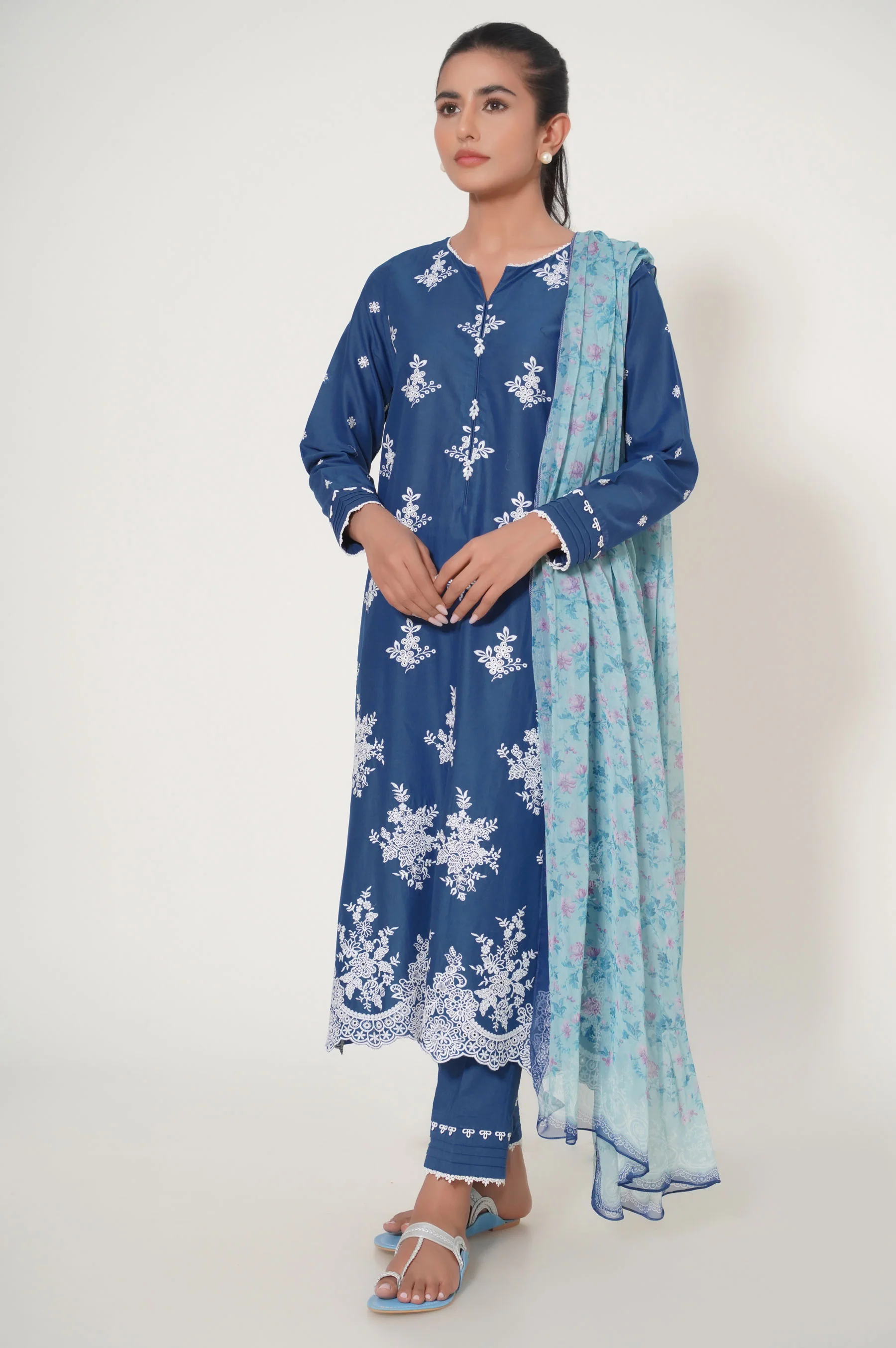 Stitched 3 Piece Chikankari Suit - Image 2