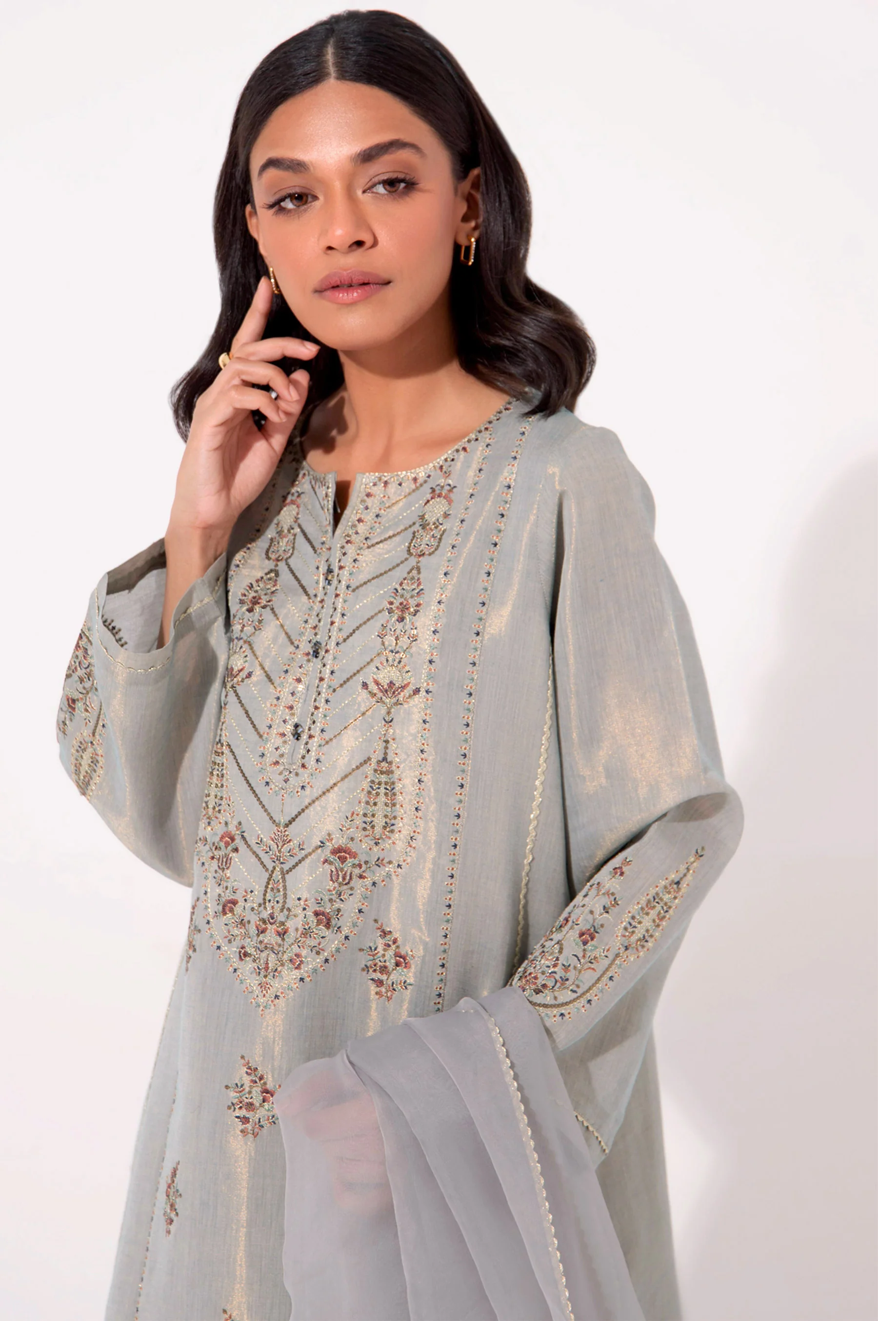 Stitched 3 Piece Embroidered Cotton Mysuri Outfit