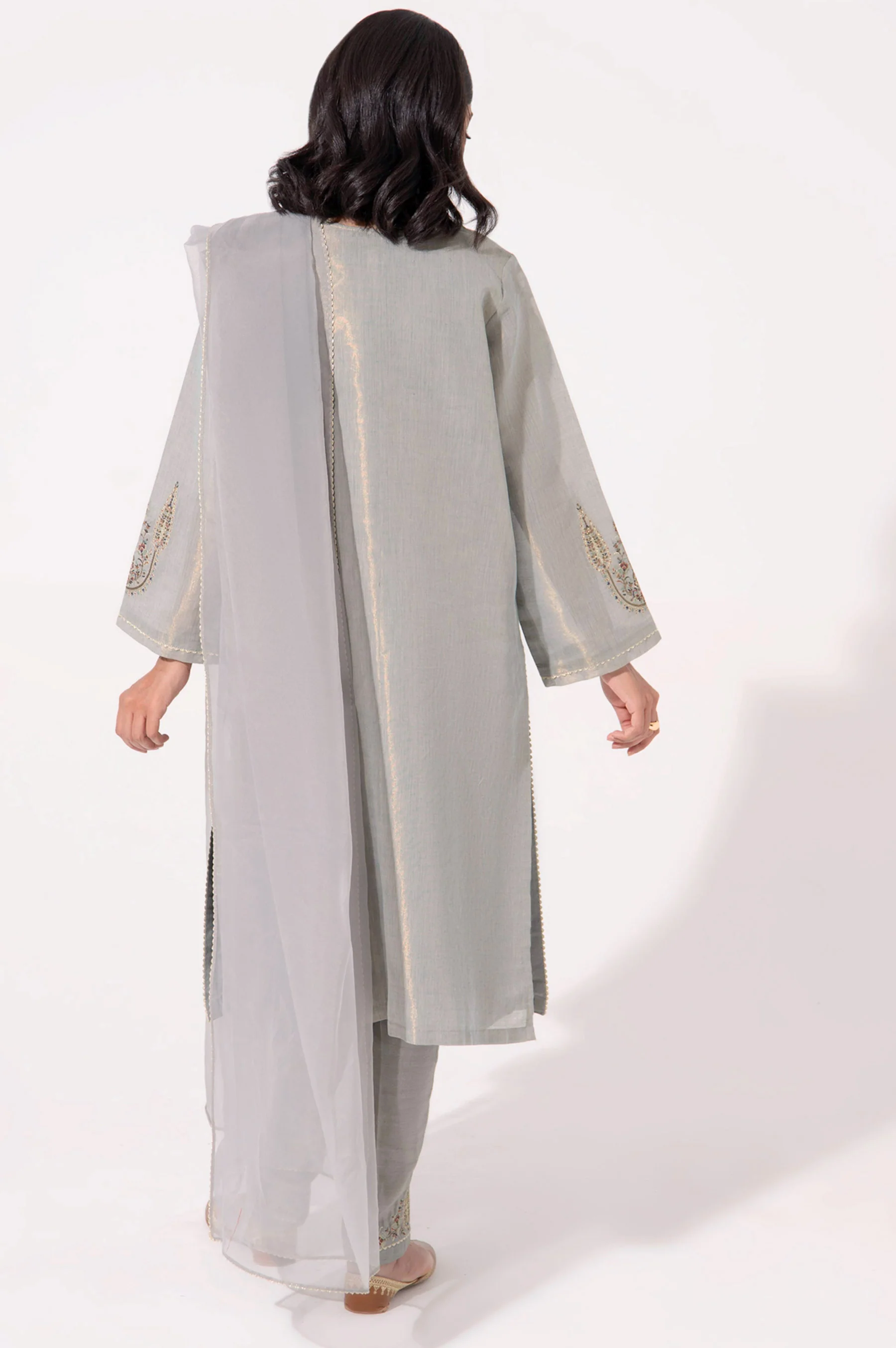Stitched 3 Piece Embroidered Cotton Mysuri Outfit - Image 3