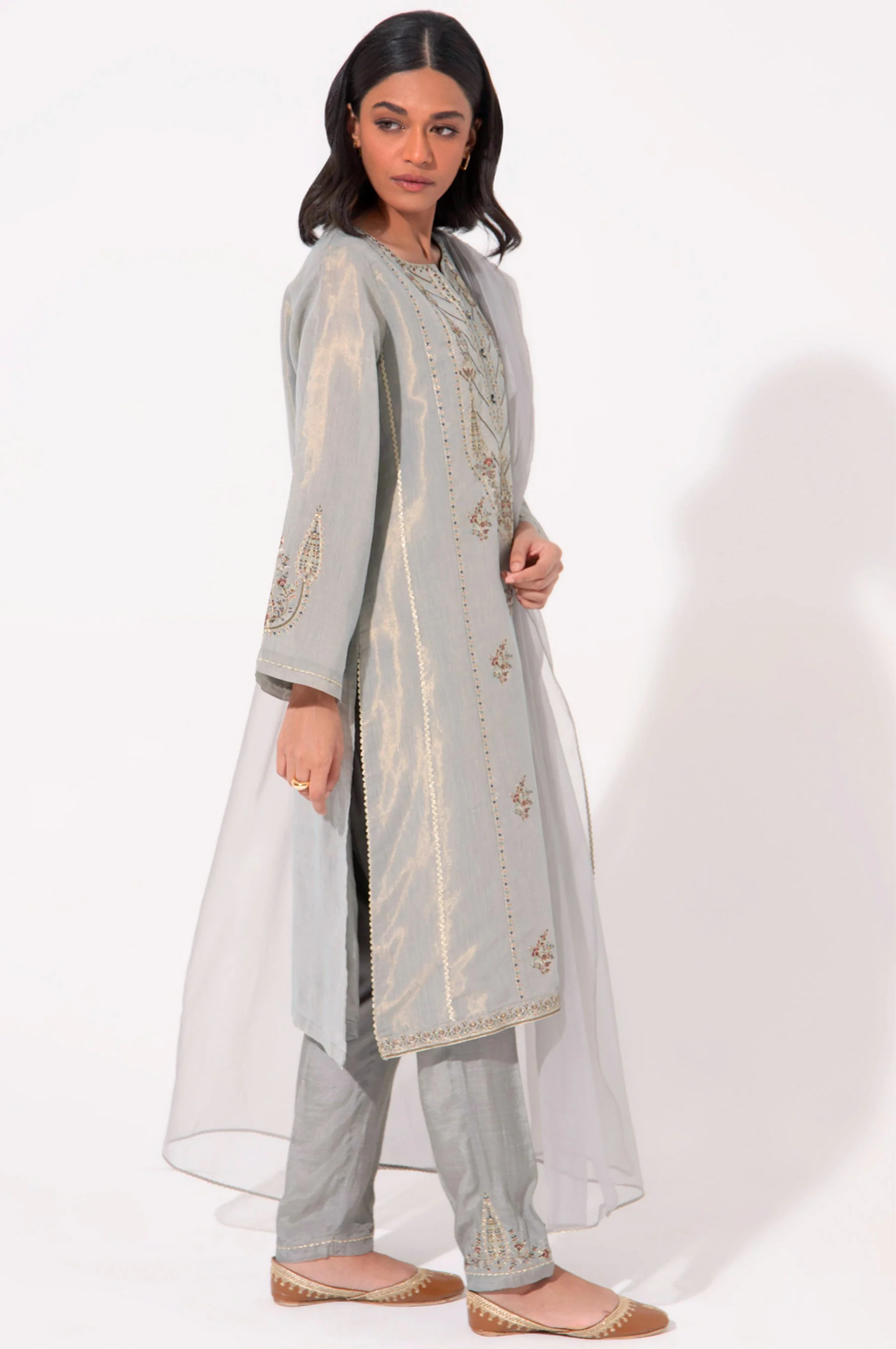 Stitched 3 Piece Embroidered Cotton Mysuri Outfit - Image 5