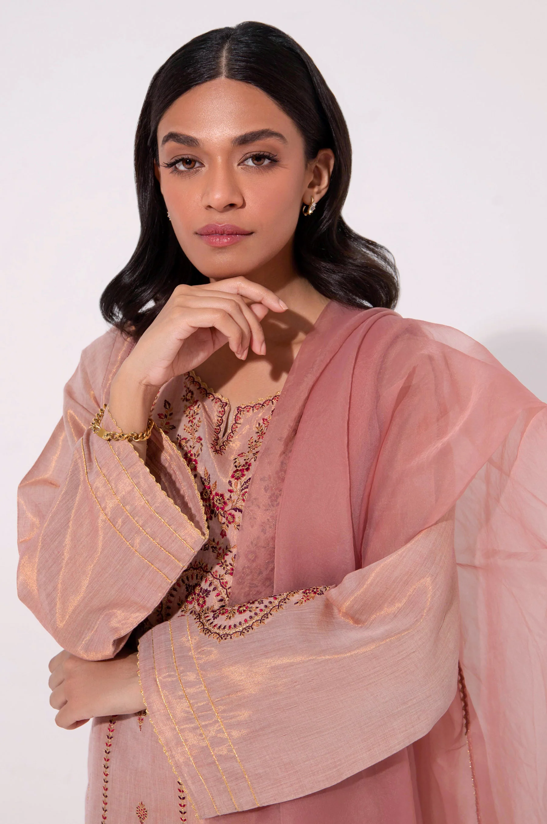 Stitched 3 Piece Embroidered Cotton Mysuri Outfit - Image 4