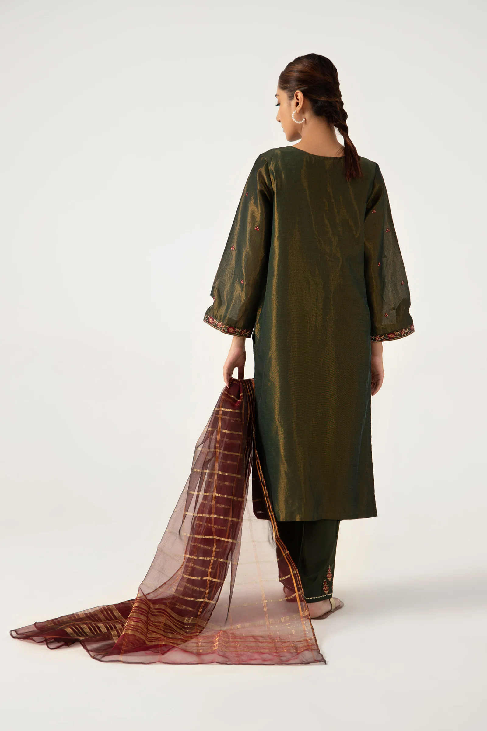Stitched 3 Pieces Cotton Mysuri Embroidered Suit. - Image 6