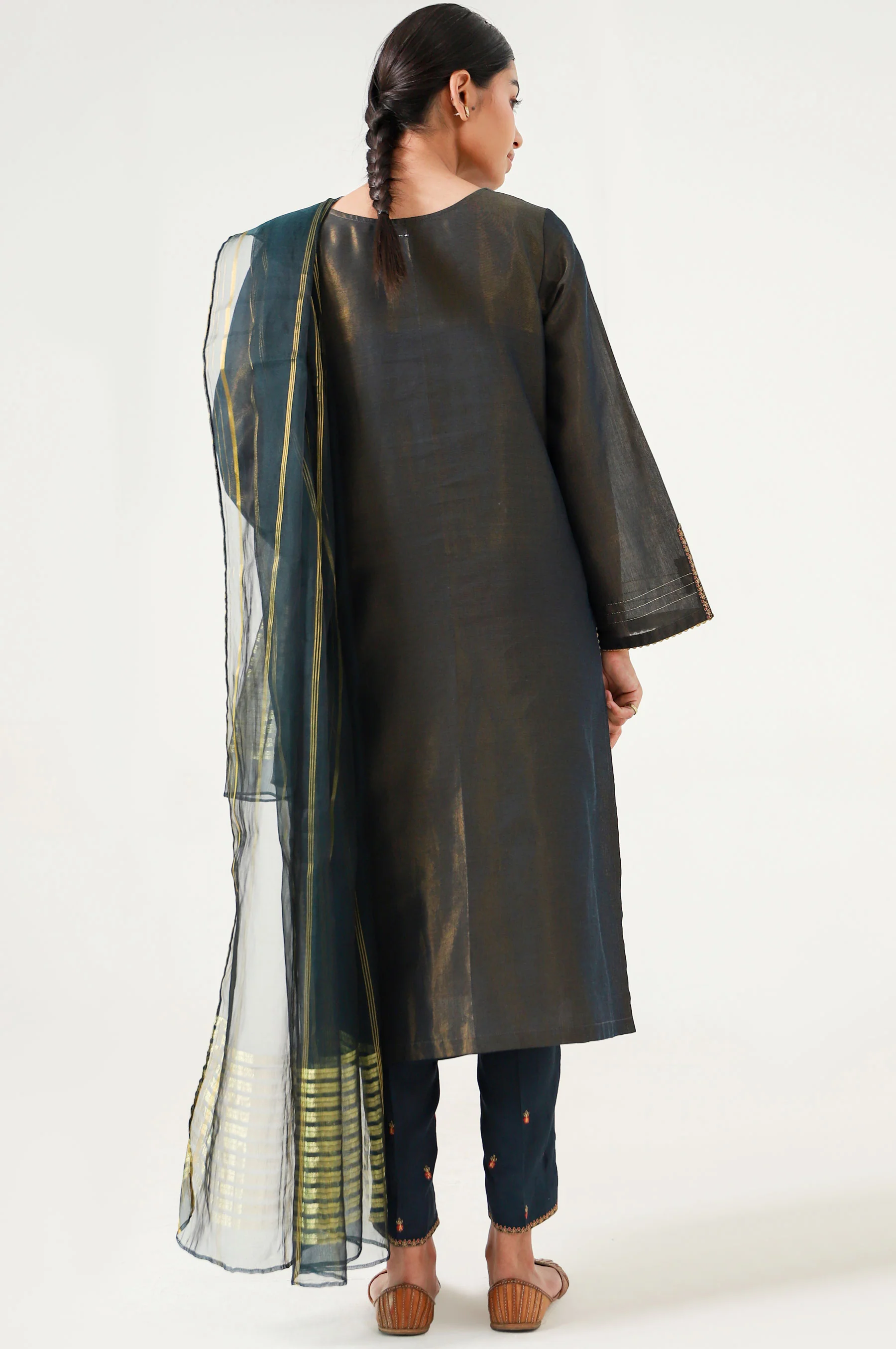 Stitched 3 Piece Cotton Mysuri Embroidered Suit. - Image 5