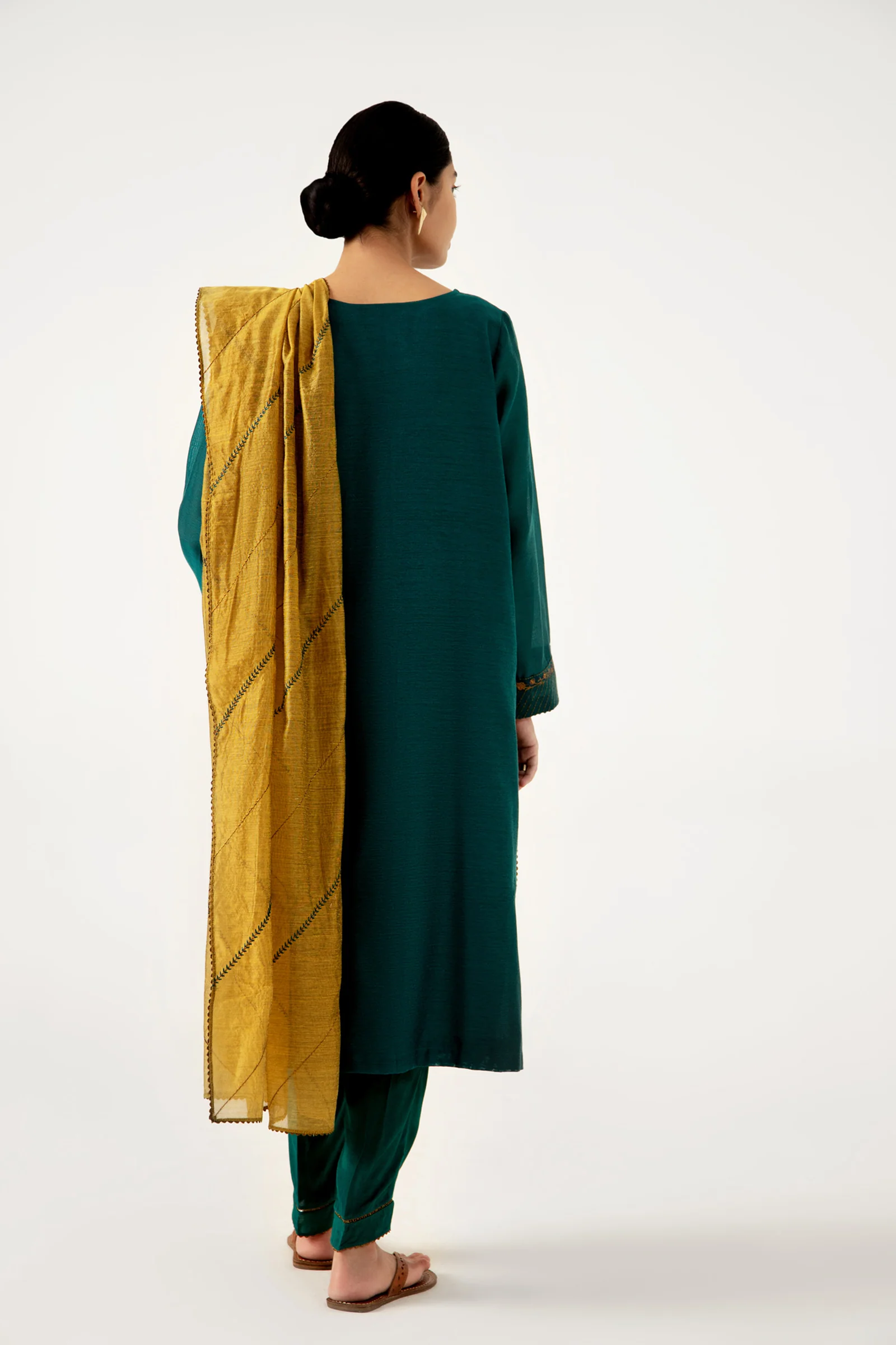 Stitched 3 Piece Cotton Net Embroidered Suit - Image 5