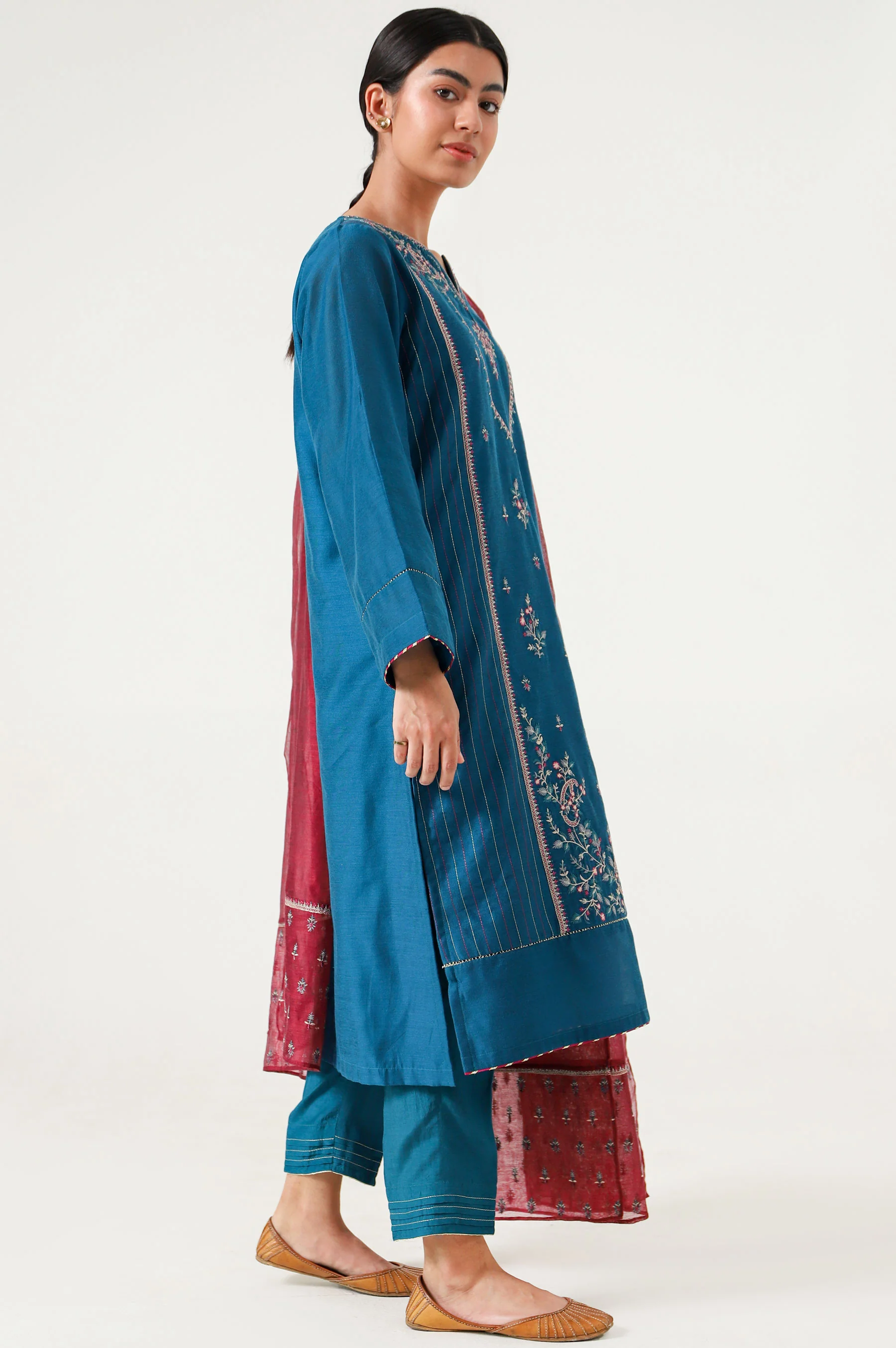 Stitched 3 Piece Cotton Net Embroidered Suit. - Image 5