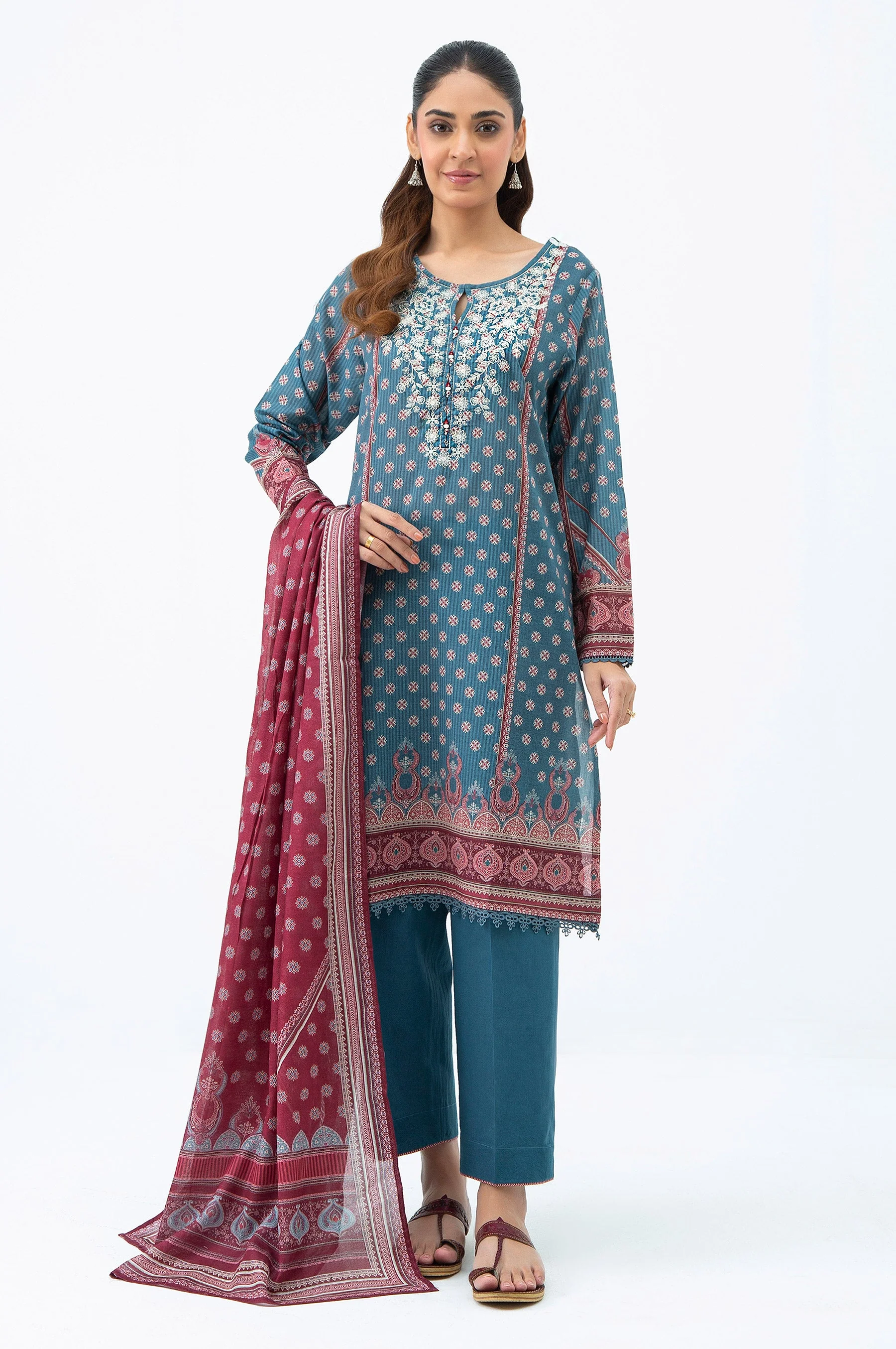 STITCHED EMBROIDERED LAWN SUIT (FACTORY E-OUTLET)