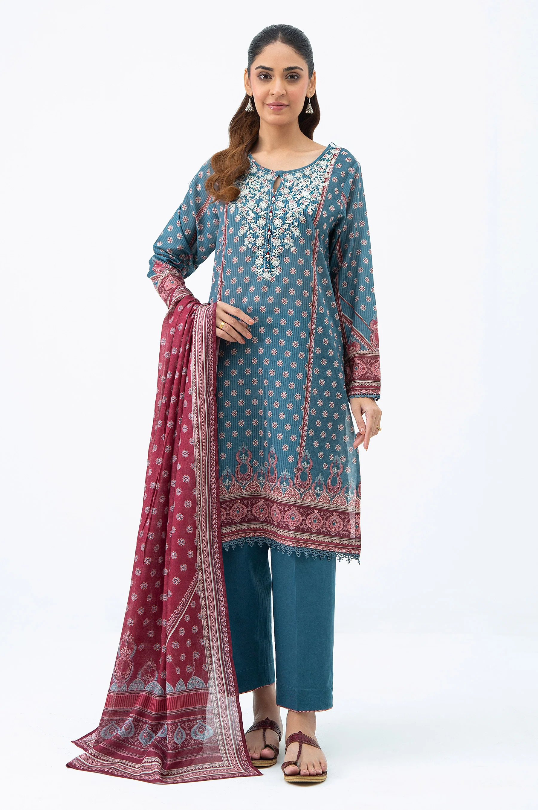 STITCHED EMBROIDERED LAWN SUIT