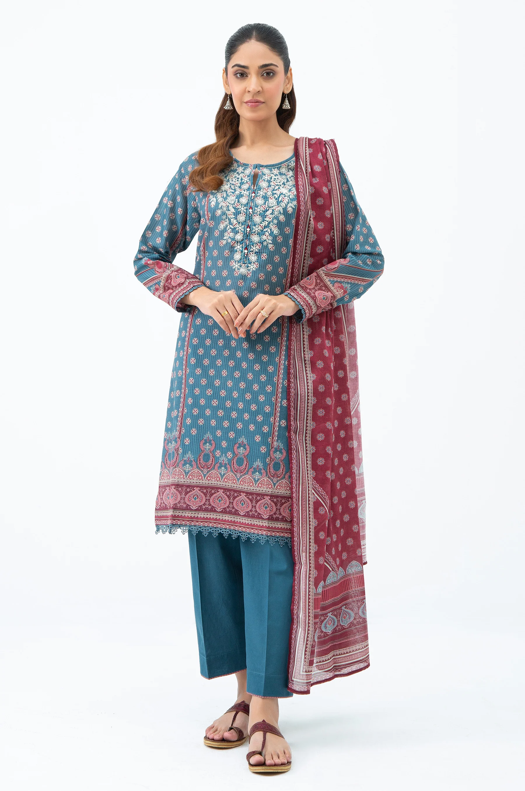 STITCHED EMBROIDERED LAWN SUIT - Image 2