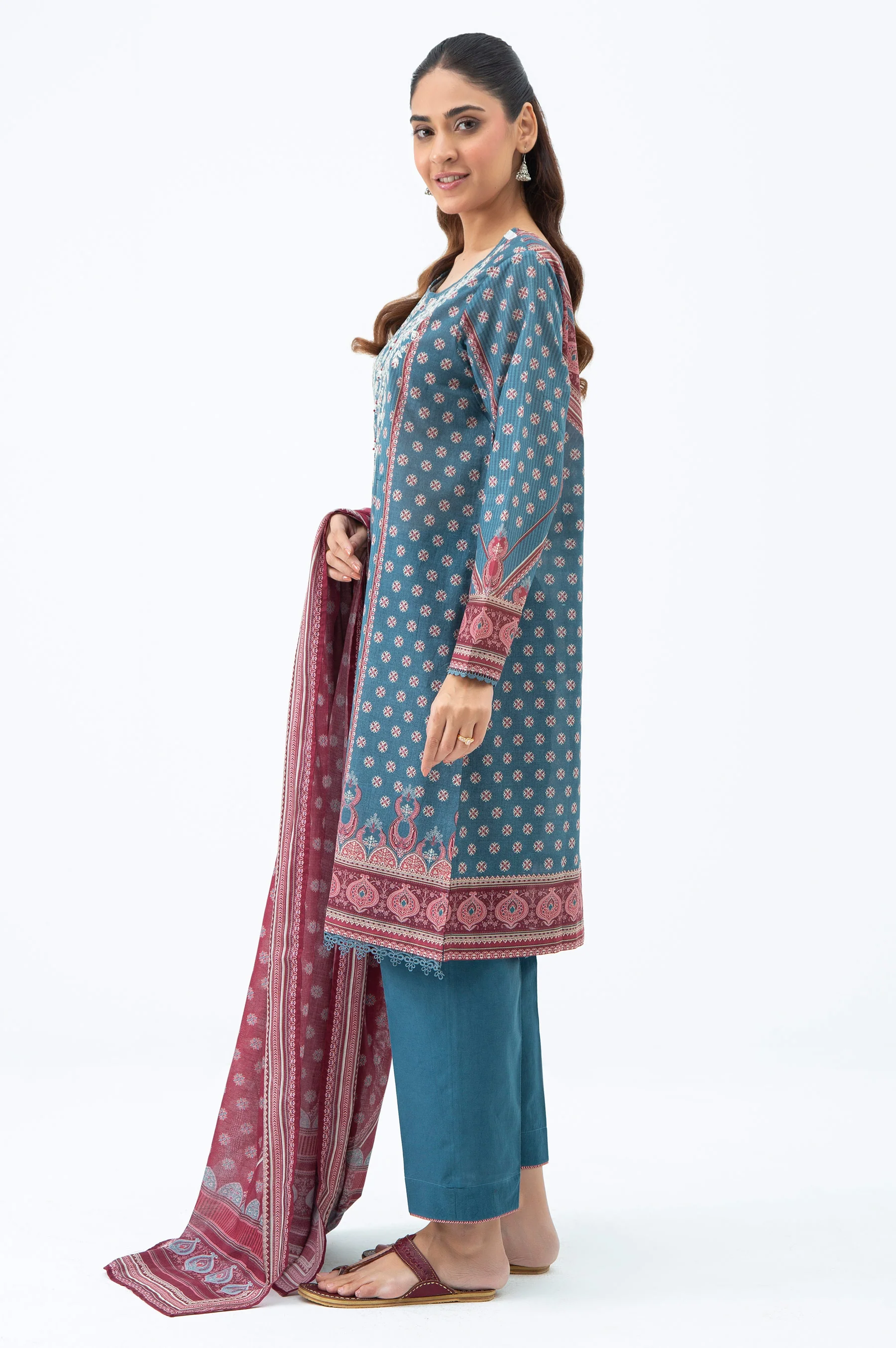 STITCHED EMBROIDERED LAWN SUIT - Image 4
