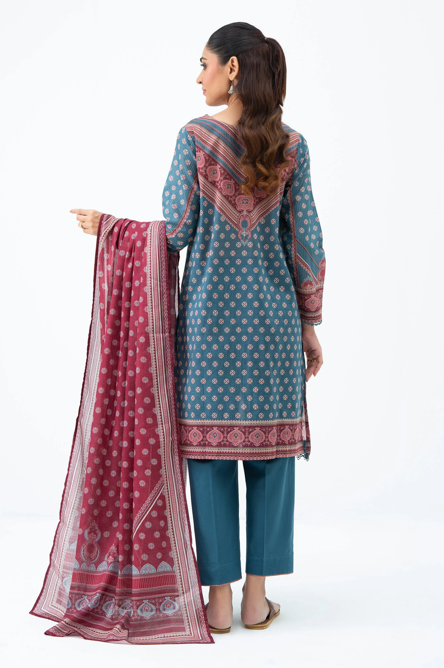 STITCHED EMBROIDERED LAWN SUIT - Image 5