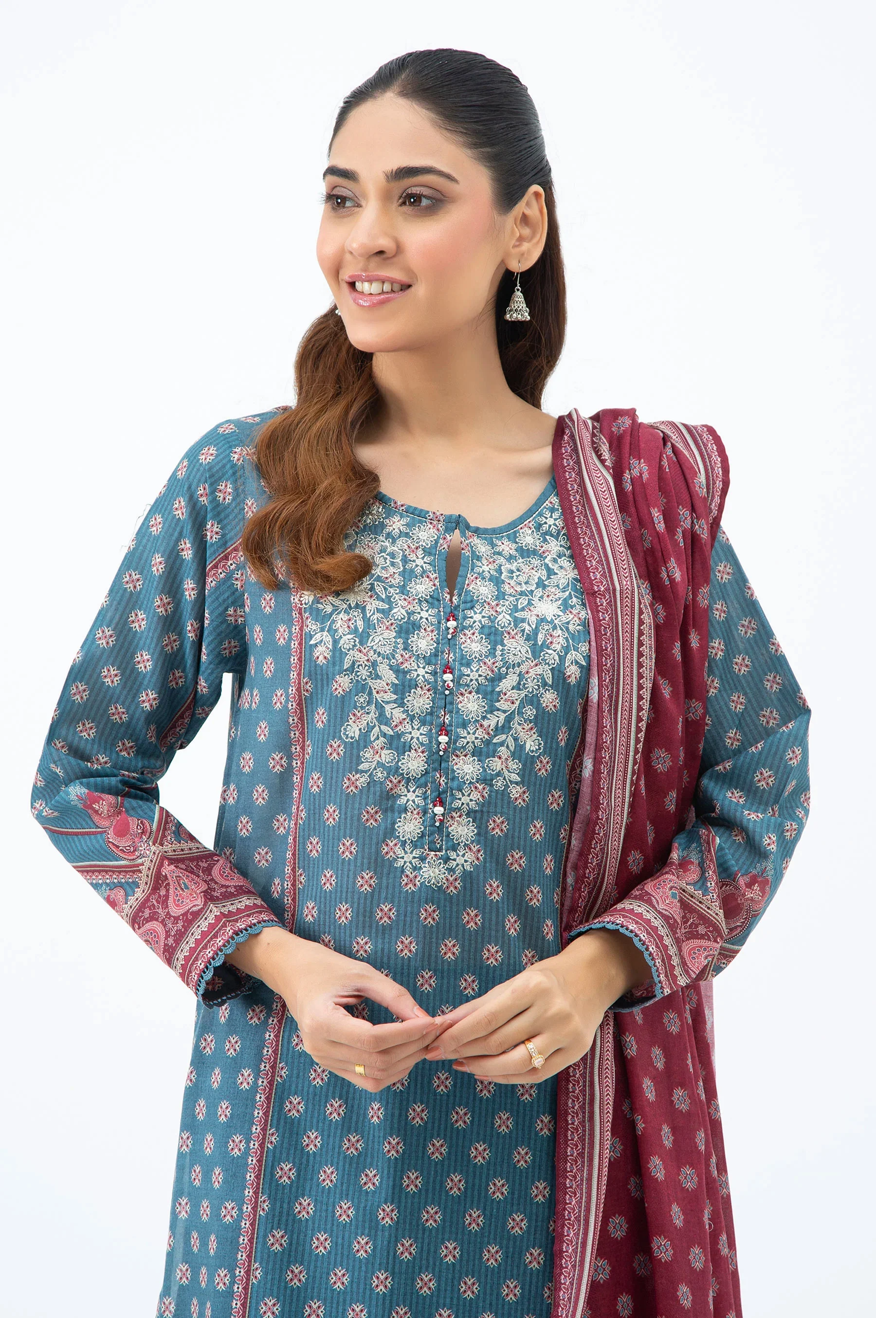 STITCHED EMBROIDERED LAWN SUIT - Image 6