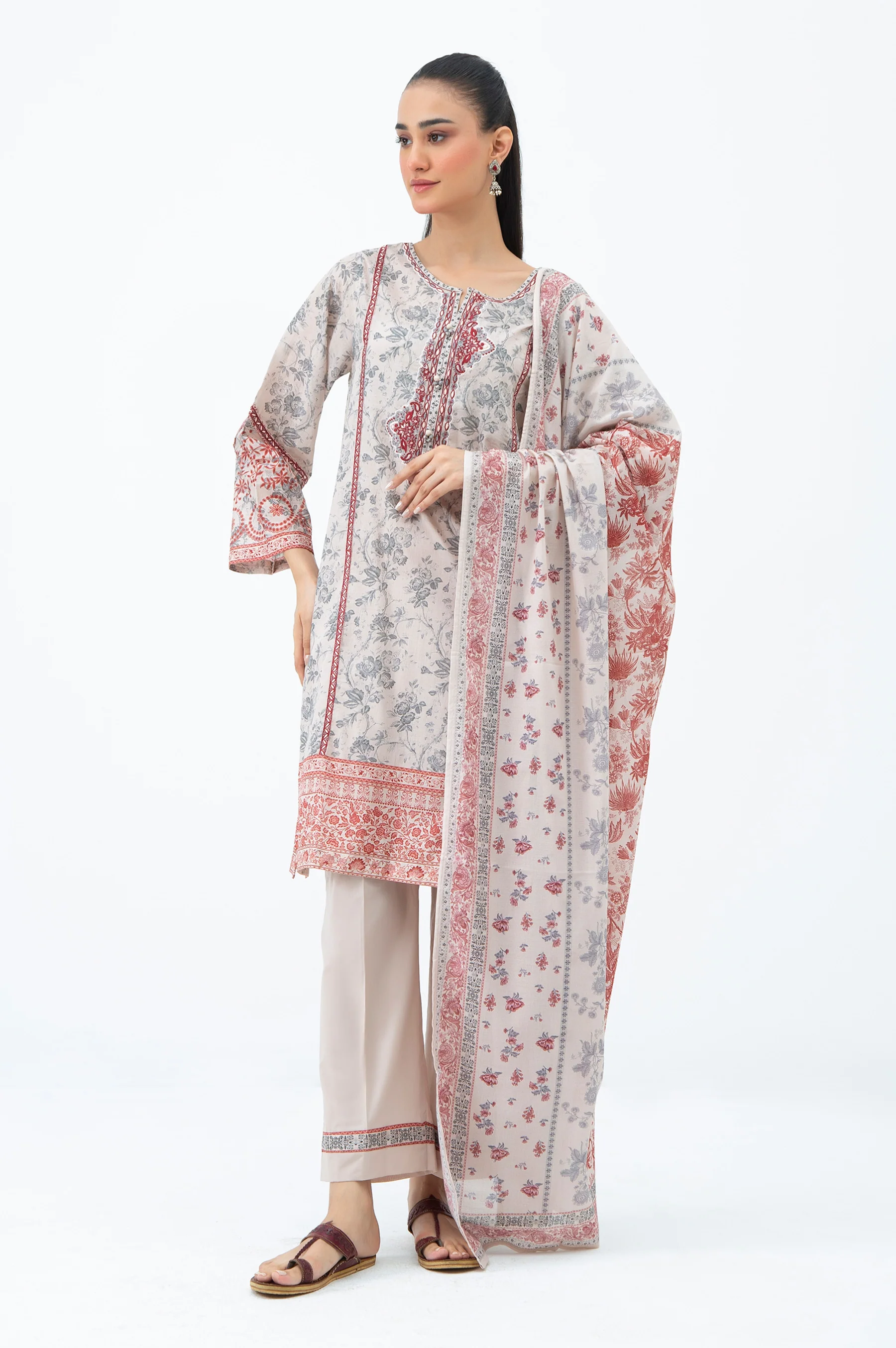STITCHED PRINTED LAWN SUIT
