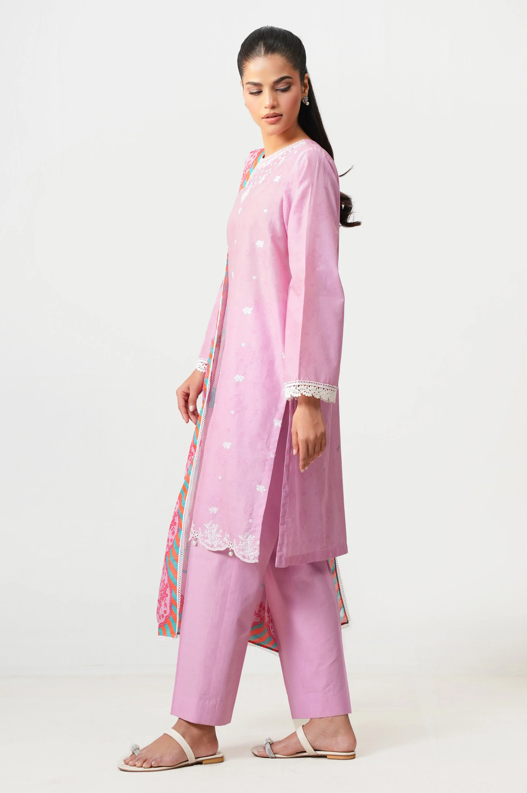 Stitched 3 Piece Embroidered Lawn Suit - Image 3