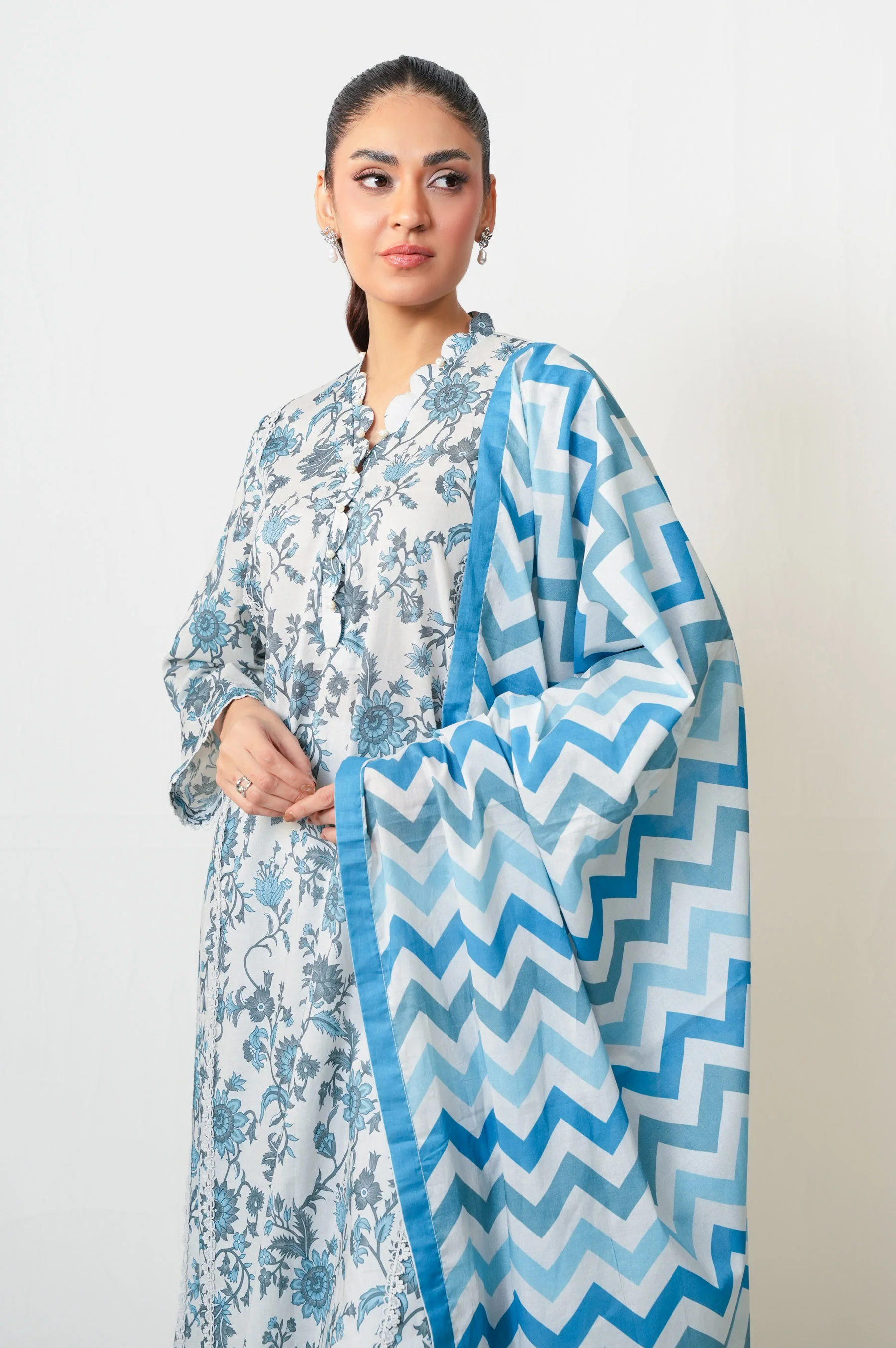 Stitched 3 Piece Digital Printed Lawn Suit - Image 3