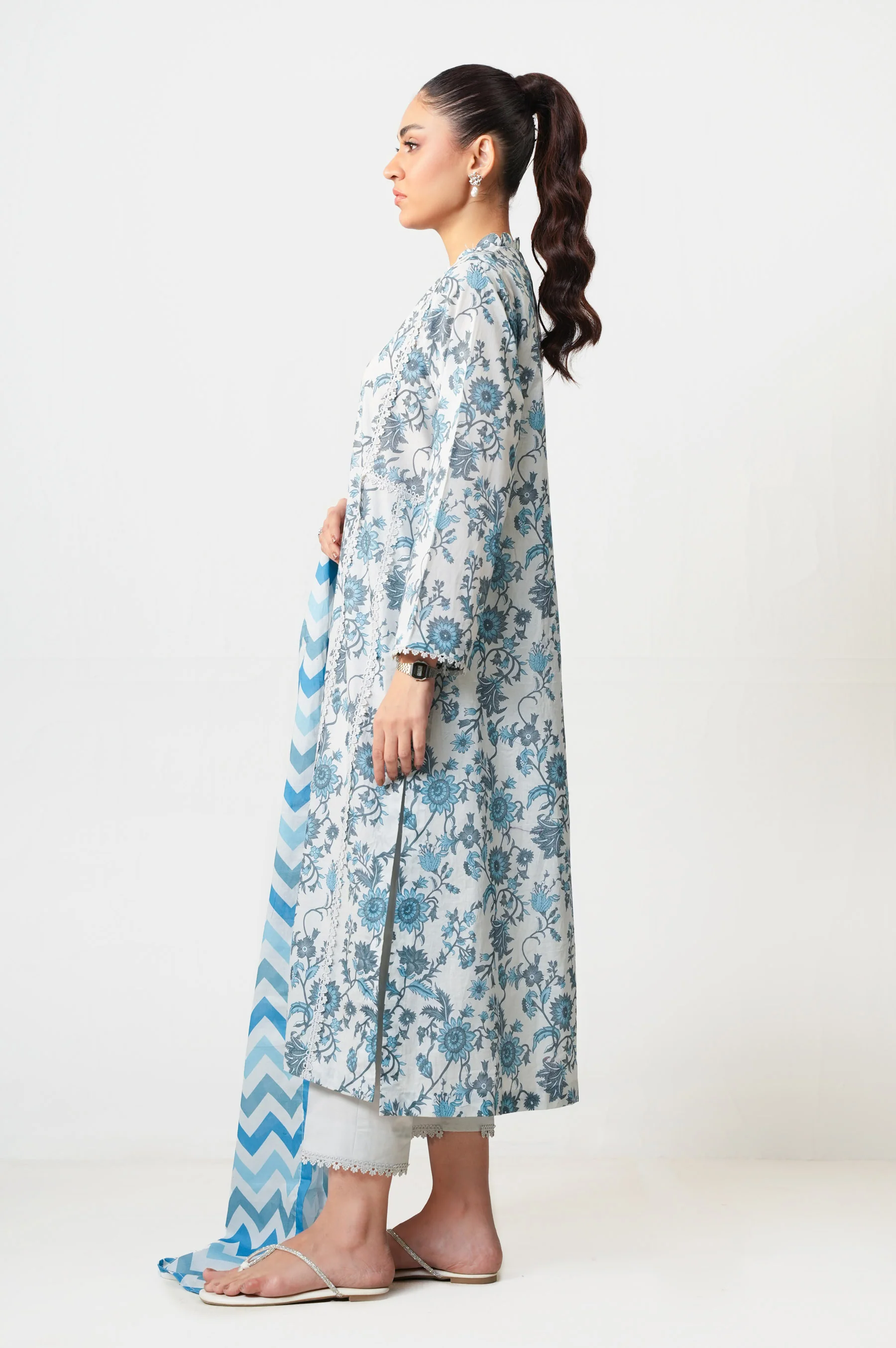 Stitched 3 Piece Digital Printed Lawn Suit - Image 4