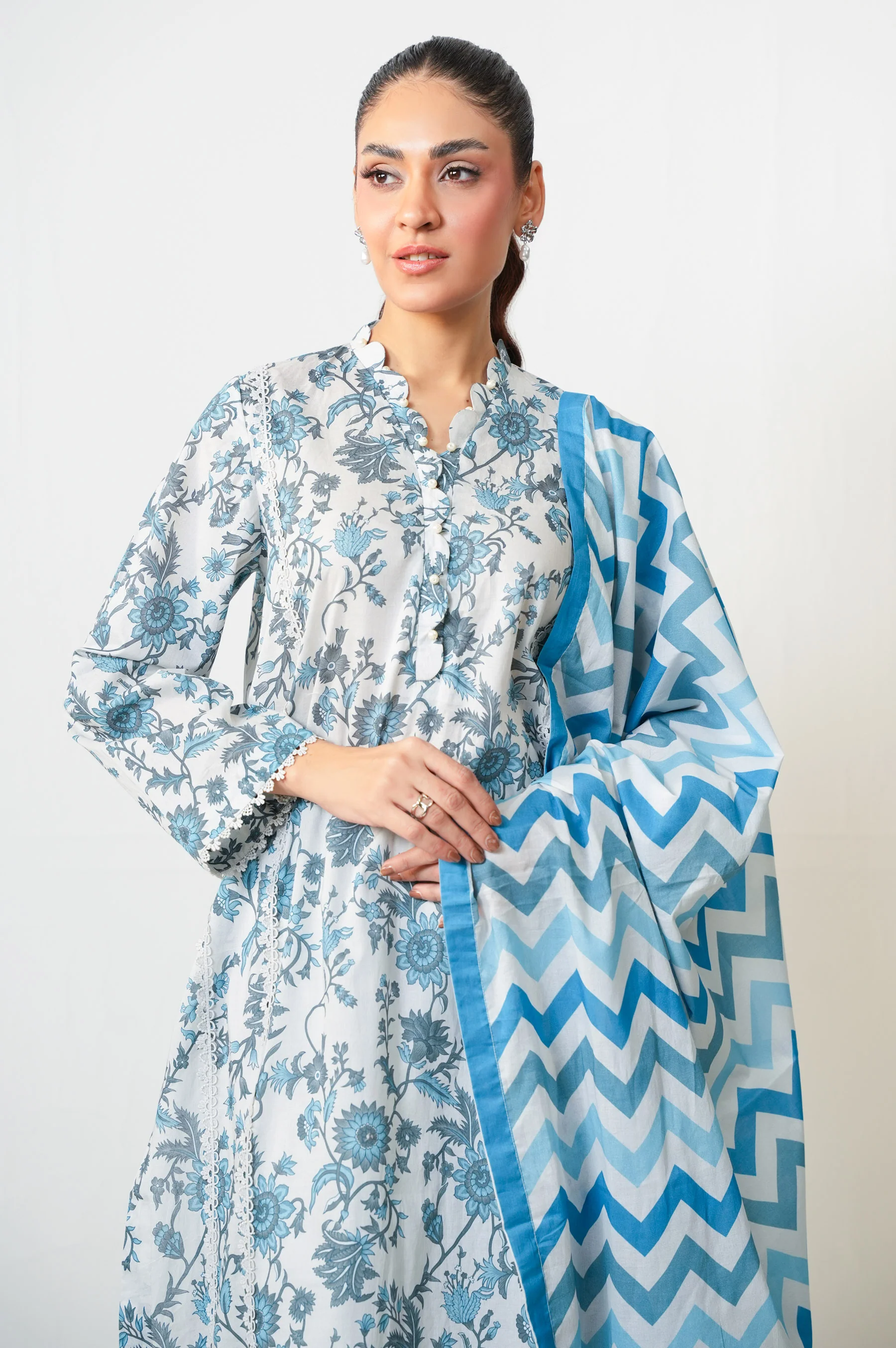 Stitched 3 Piece Digital Printed Lawn Suit - Image 6