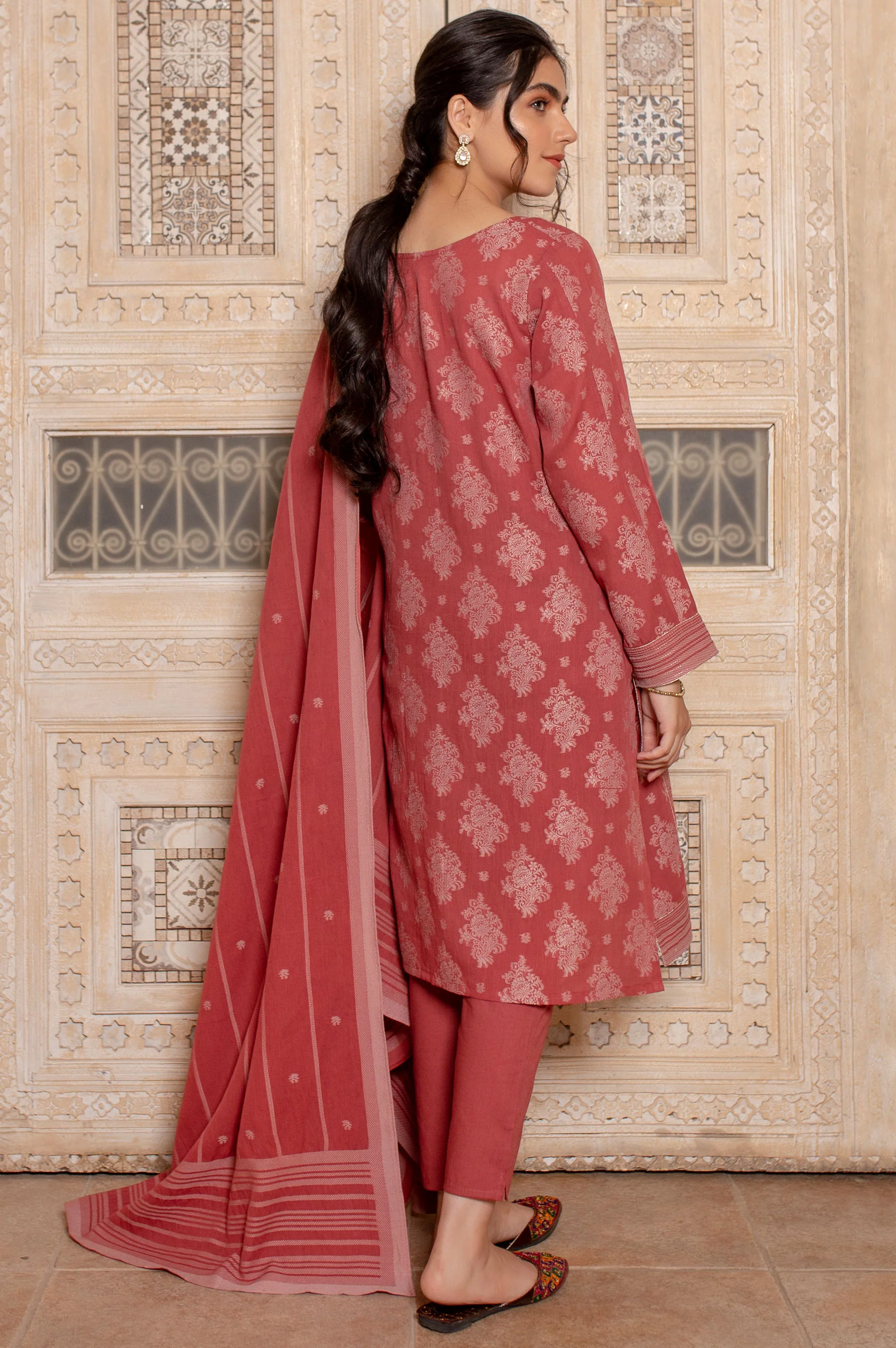 Stitched 3 Piece Dyed Jacquard Suit - Image 2