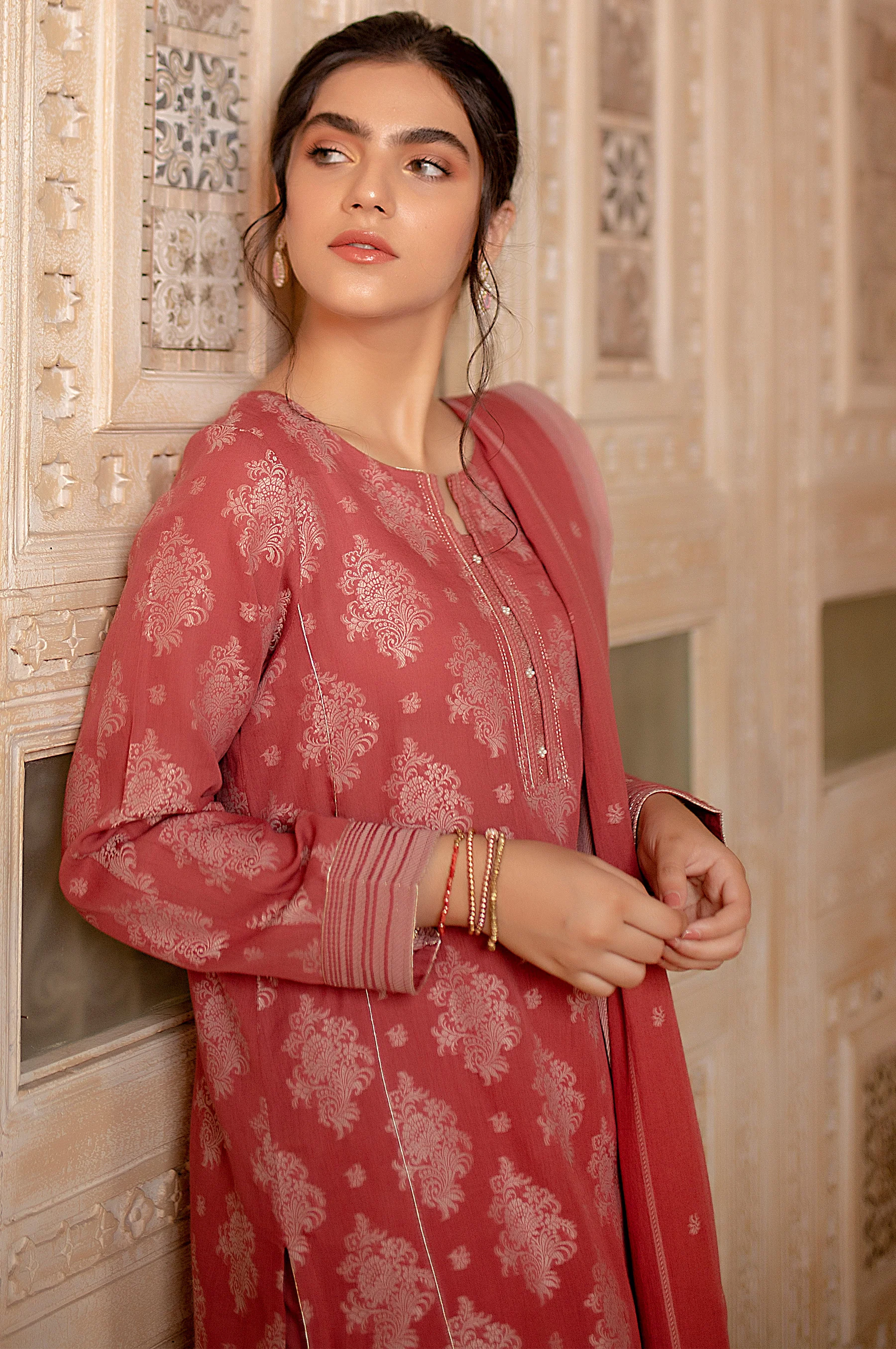 Stitched 3 Piece Dyed Jacquard Suit - Image 4