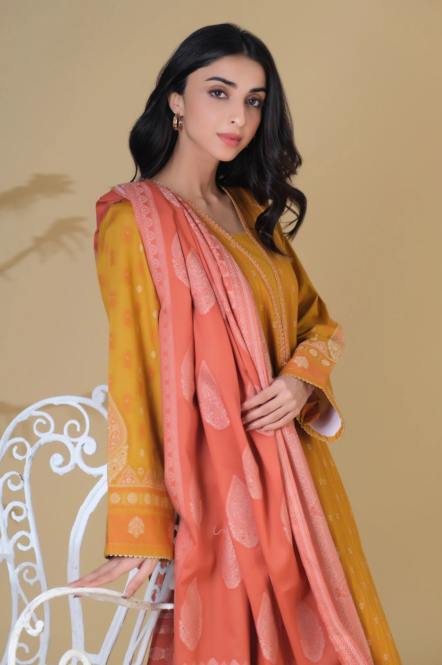 Stitched 3 Pieces Dyed Jacquard Suit - Image 3