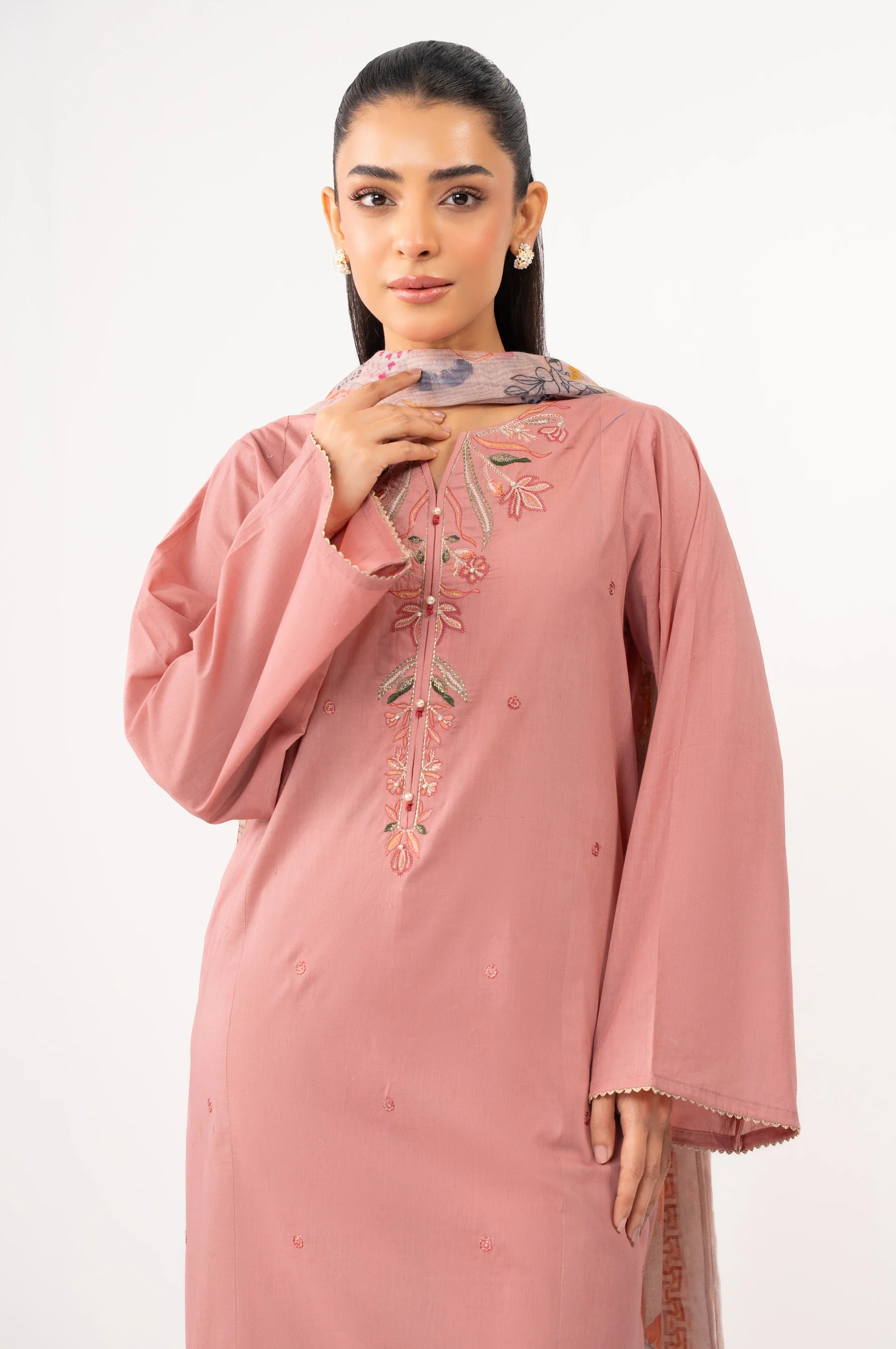 STITCHED EMBROIDERED CAMBRIC SUIT - Image 2
