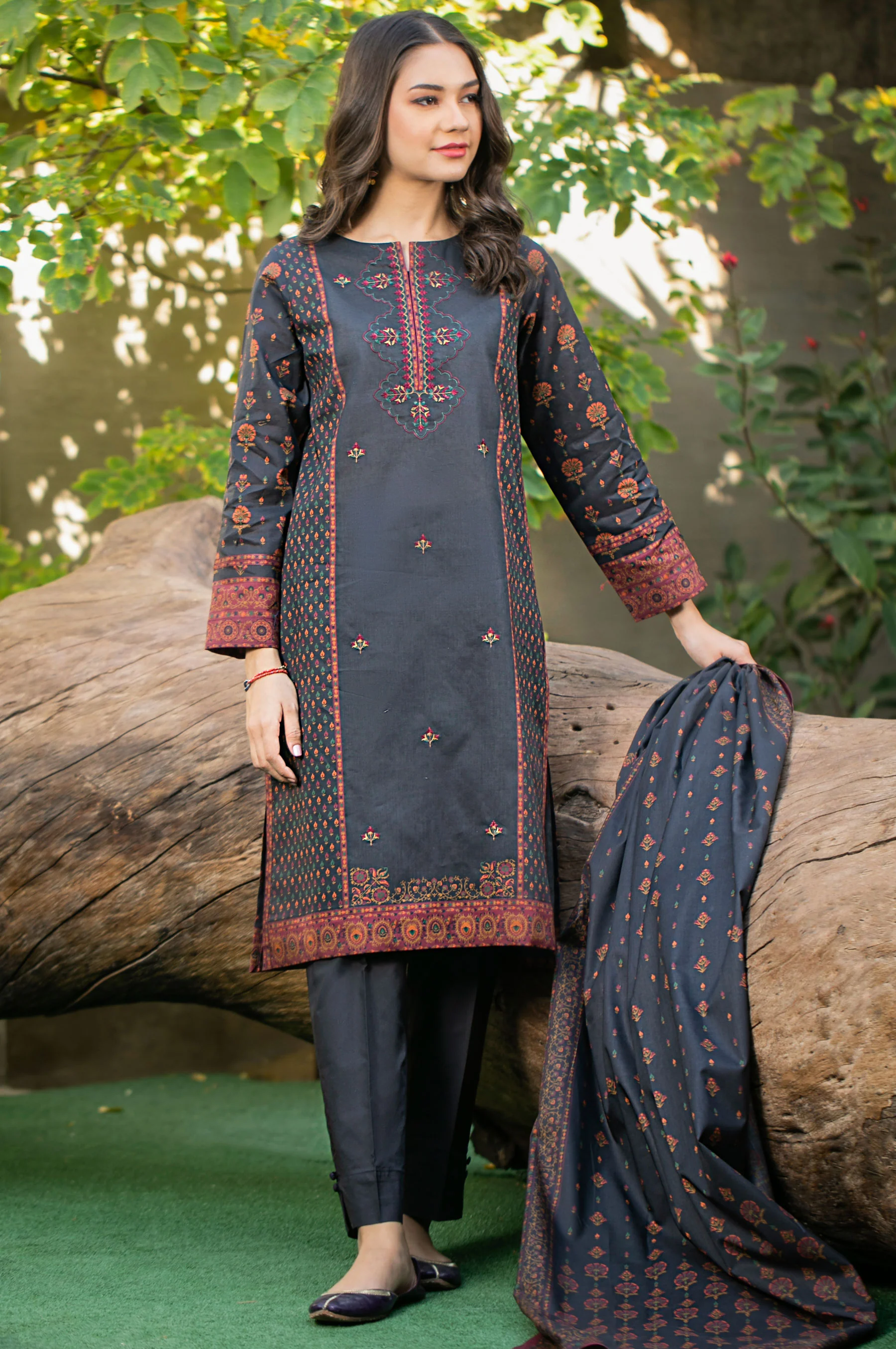 Stitched 3 Piece Embroidered Cambric Suit
