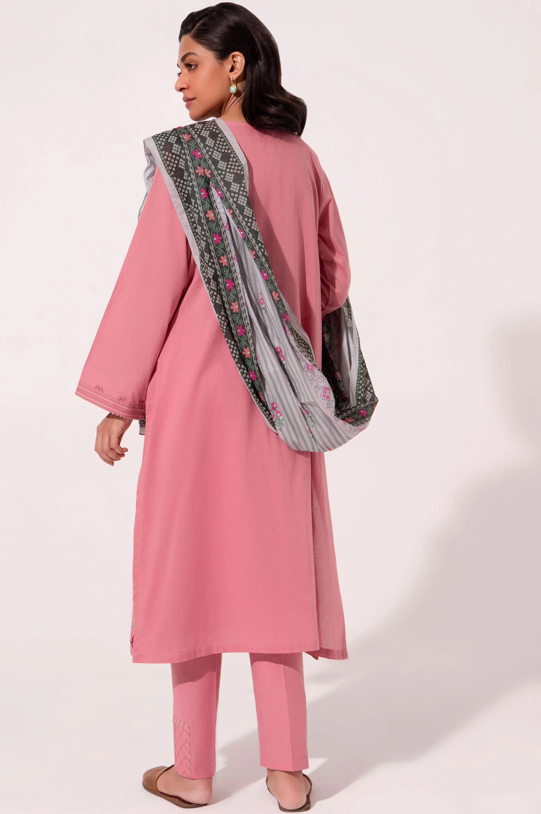 Stitched 3 Piece Embroidered Cambric Shirt with Voile Slub Dupatta - Image 2