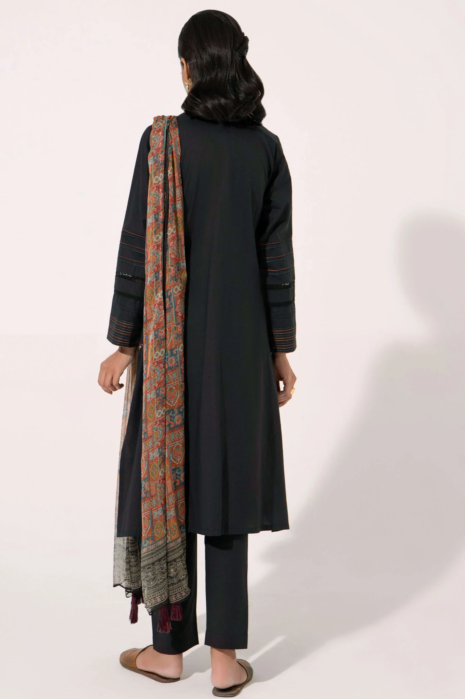 Stitched 3 Piece Embroidered Cambric Shirt with Printed Chiffon Dupatta - Image 2
