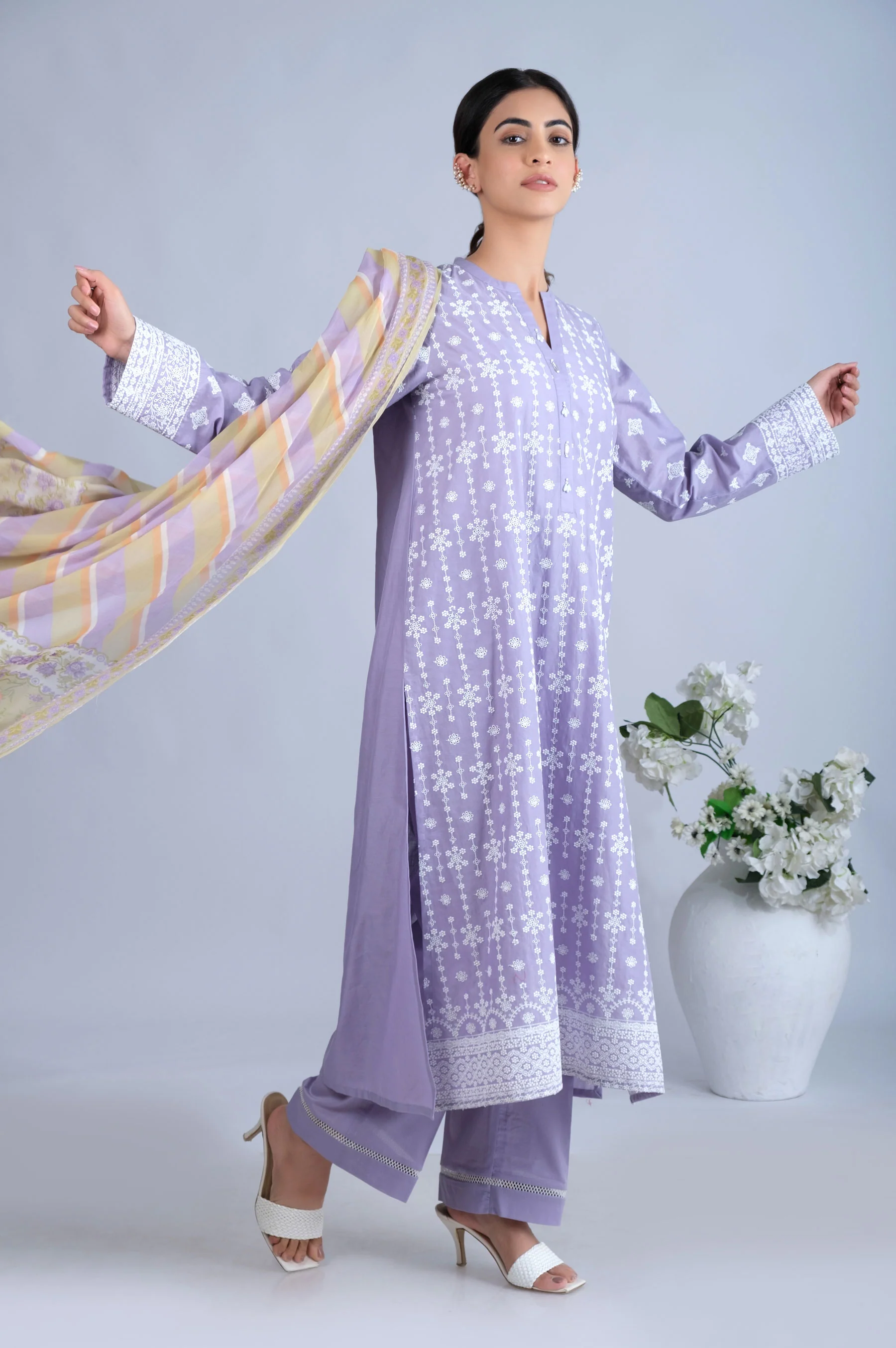Stitched 3 Piece Chikankari Suit - Image 2
