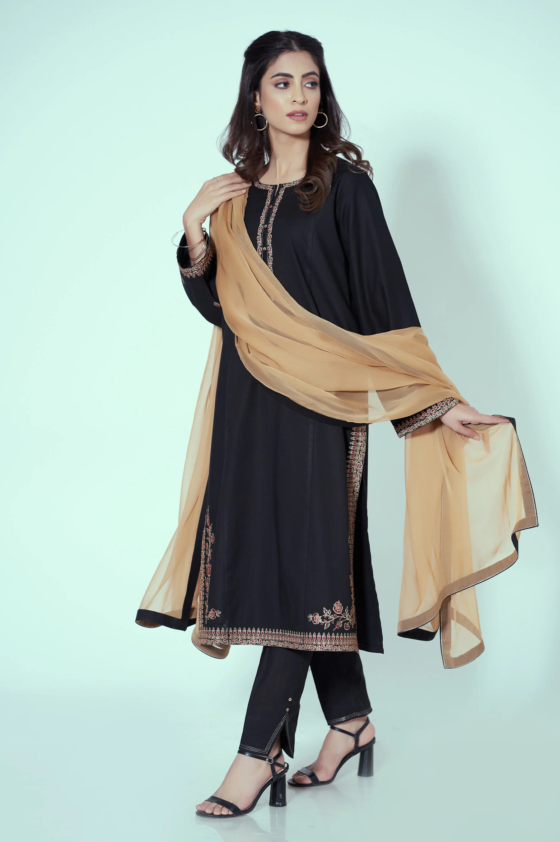 Stitched 3 Piece Embroidered Cambric Suit - Image 4