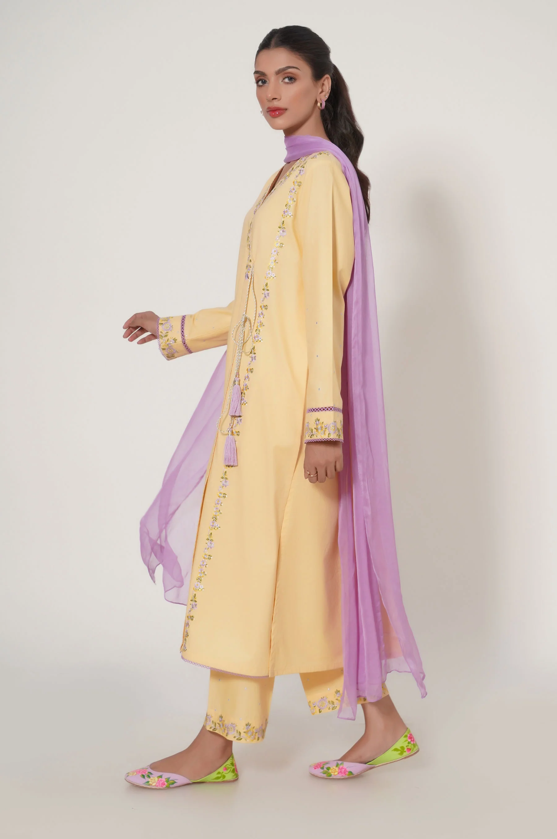 Stitched 3 Piece Embroidered Cambric Suit - Image 2