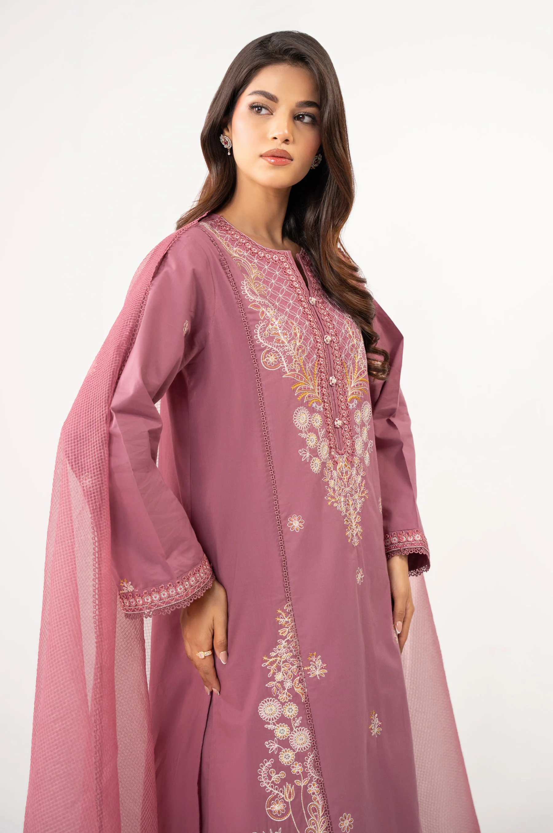STITCHED EMBROIDERED CAMBRIC SUIT - Image 3