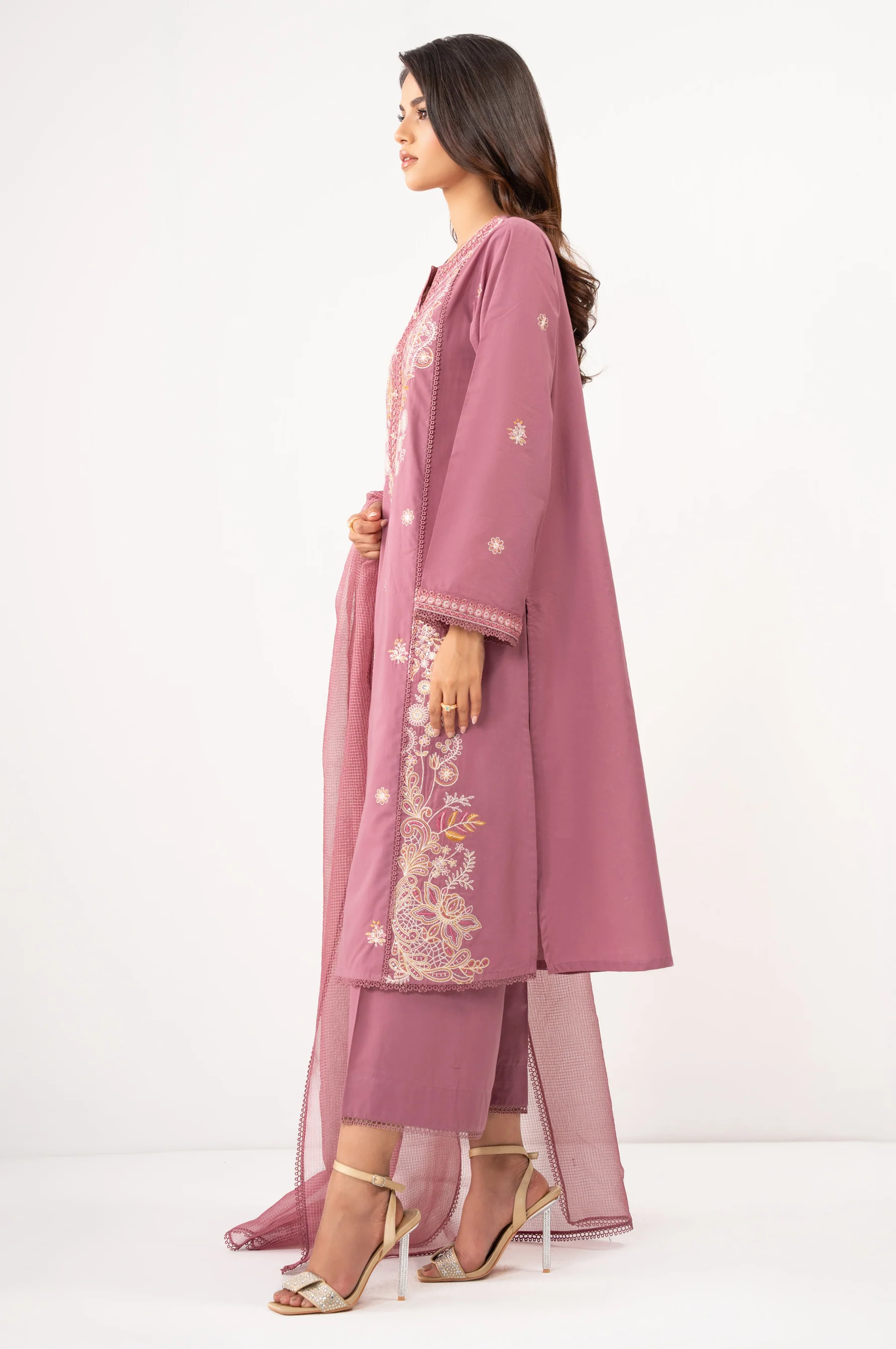 STITCHED EMBROIDERED CAMBRIC SUIT - Image 4