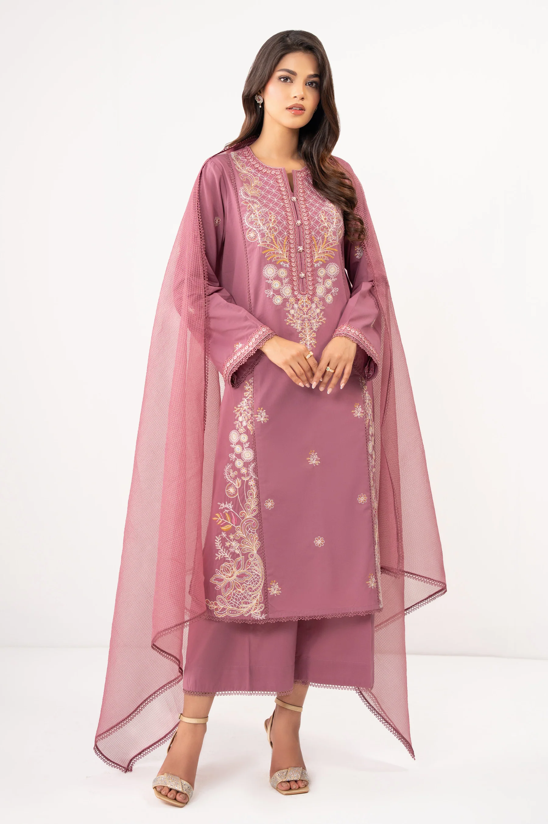 STITCHED EMBROIDERED CAMBRIC SUIT - Image 6