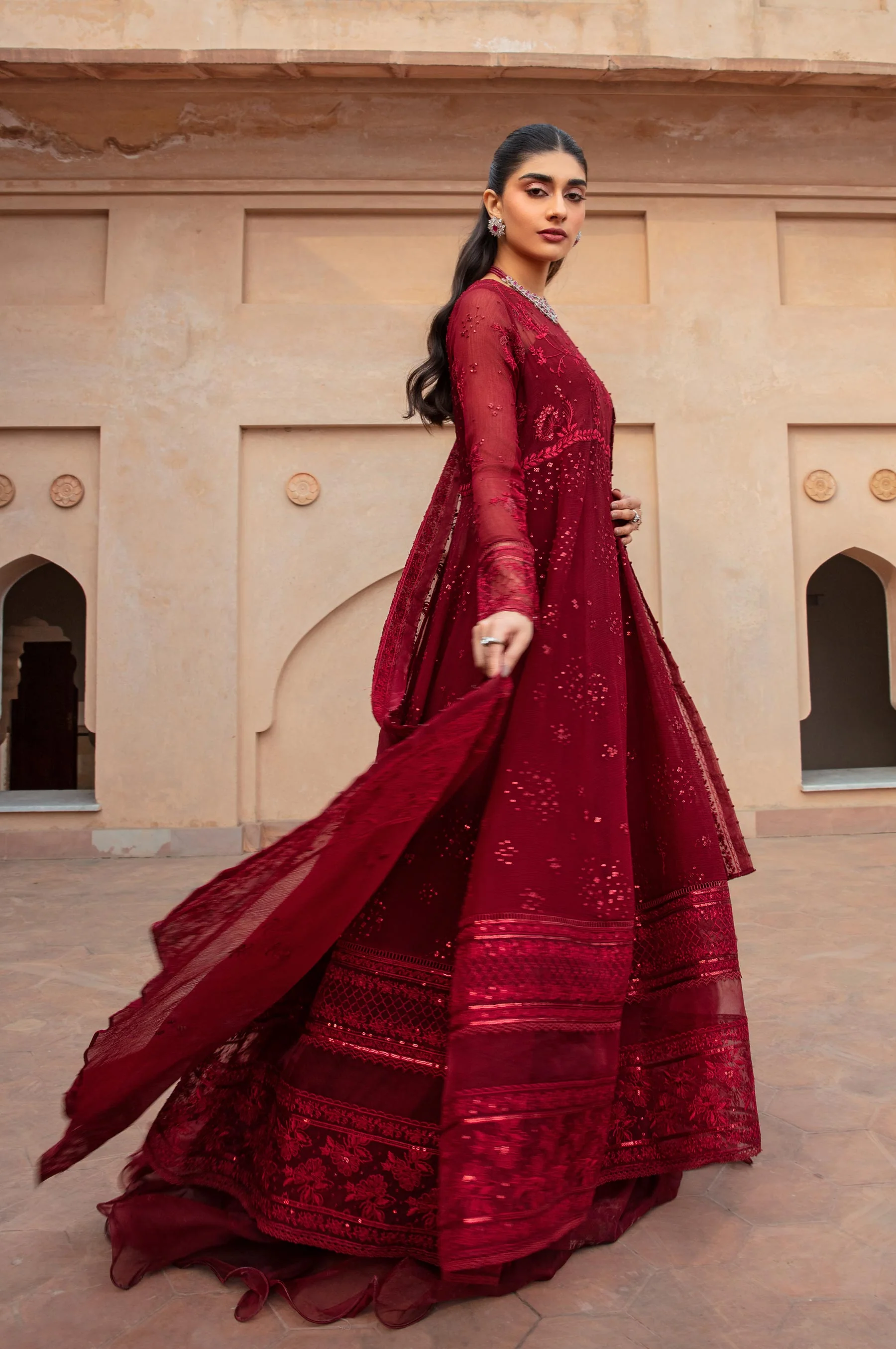 3 Piece Embroidered Chiffon Suit - Image 6