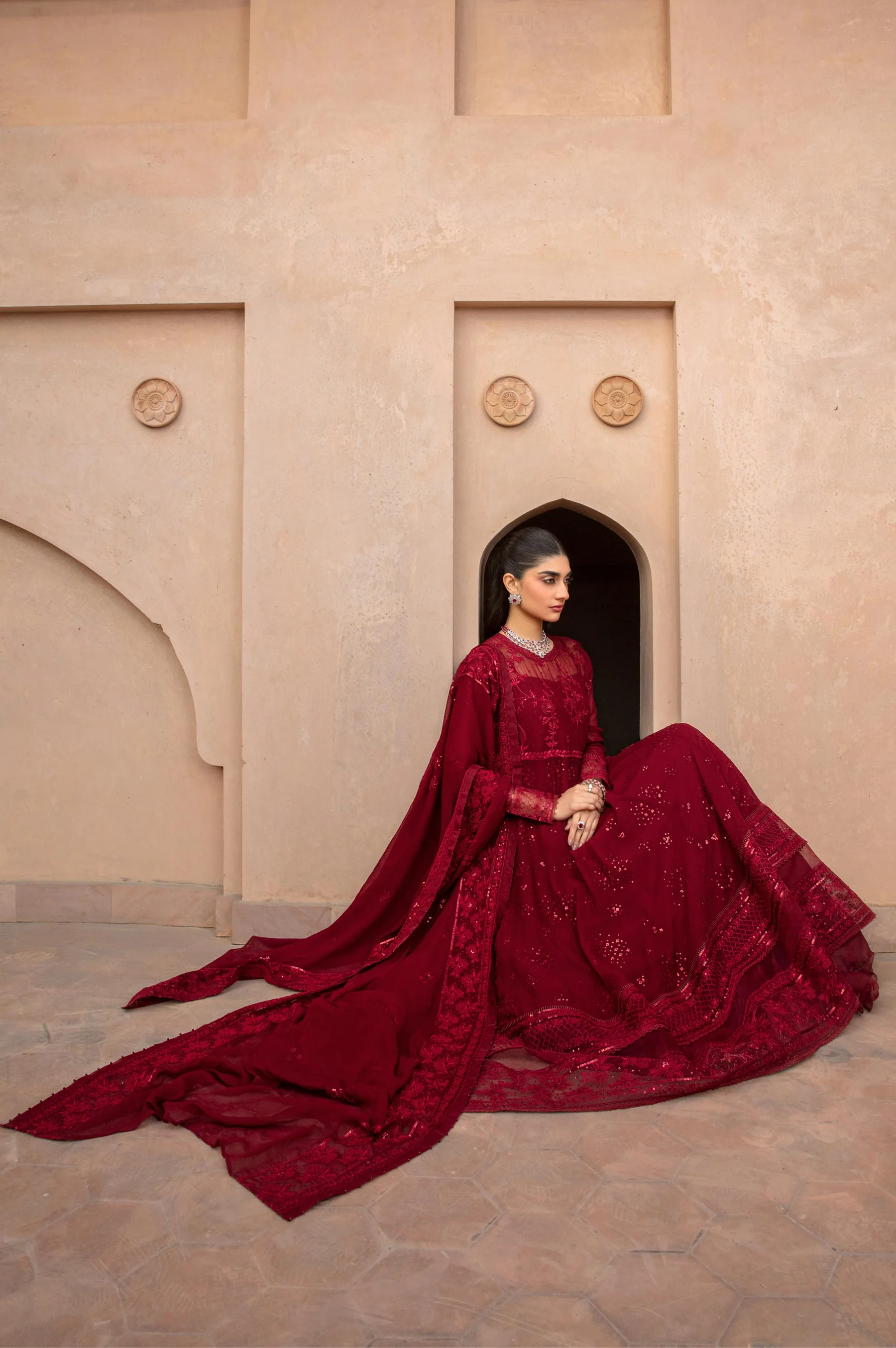 3 Piece Embroidered Chiffon Suit - Image 9