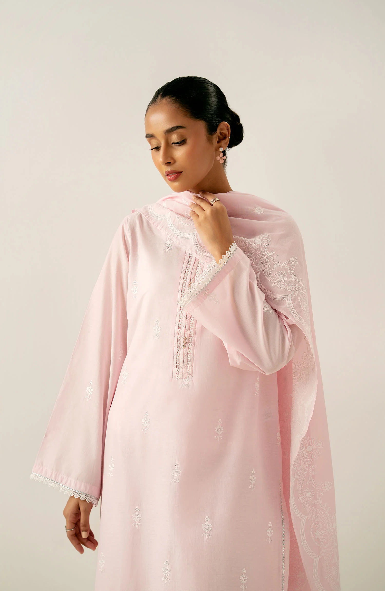 Stitched 3 Piece Embroidered Chikankari Lawn Suit - Image 5