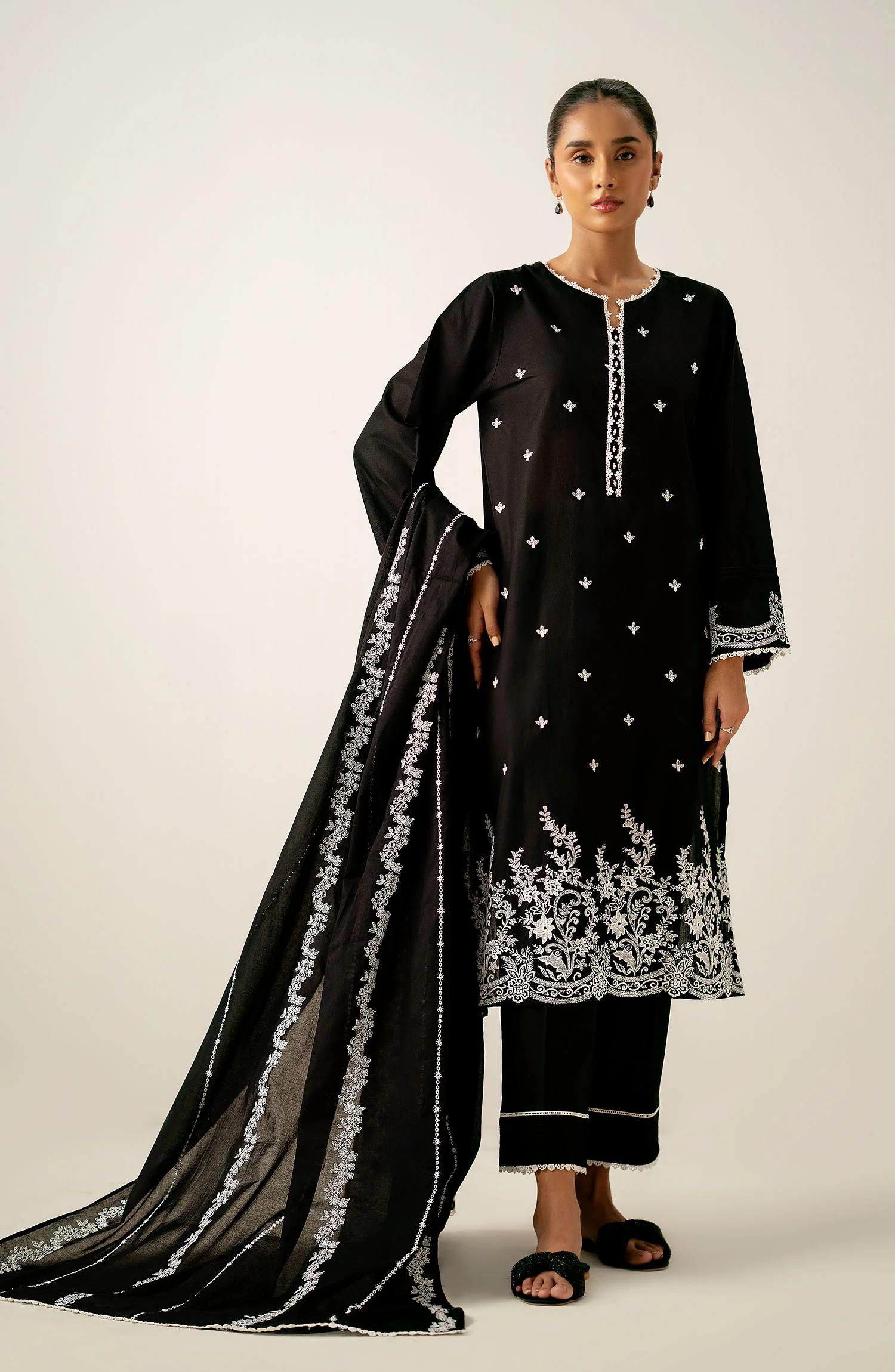 Stitched 3 Piece Embroidered Chikankari Lawn Suit - Image 2