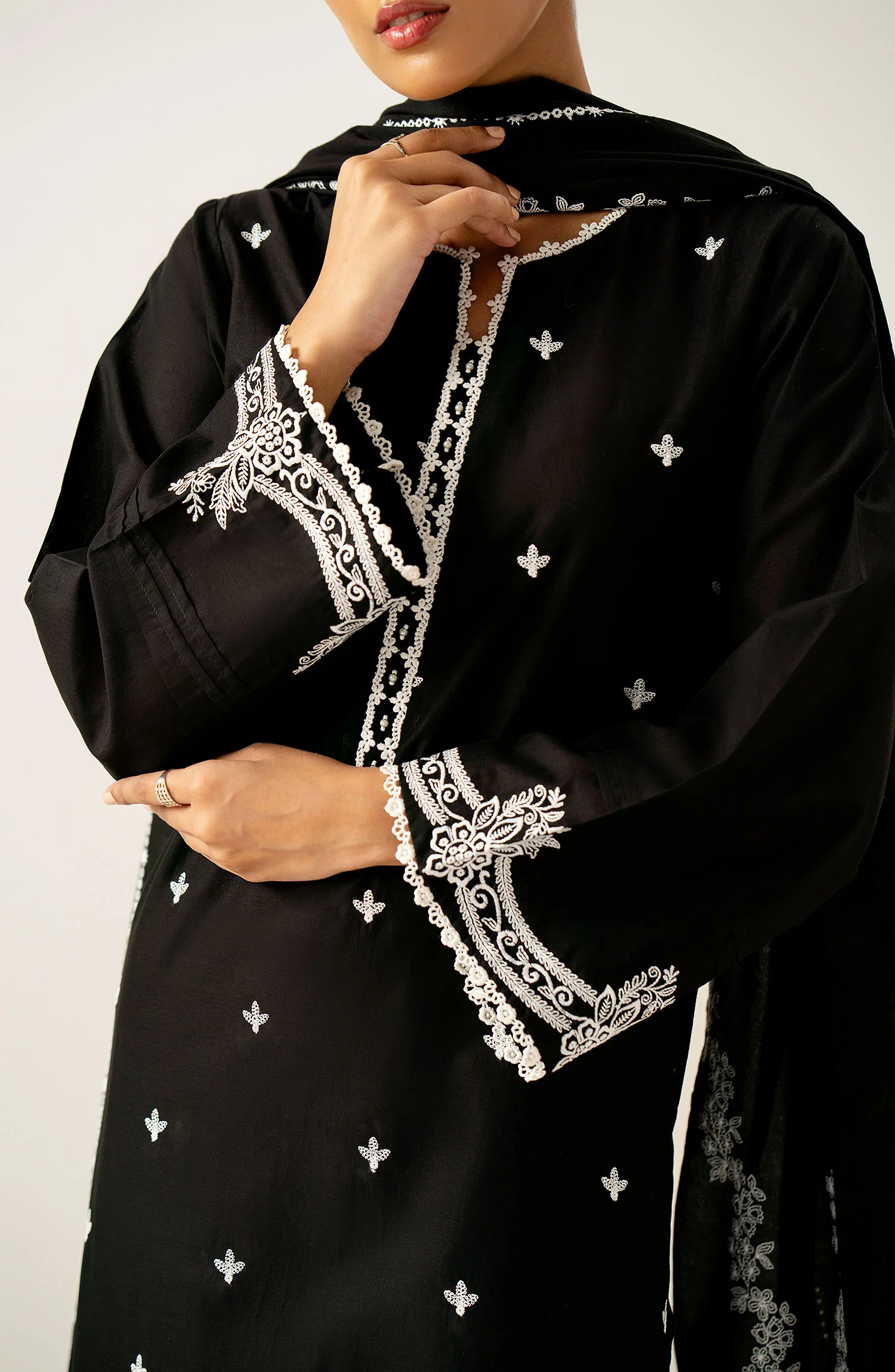 Stitched 3 Piece Embroidered Chikankari Lawn Suit - Image 6