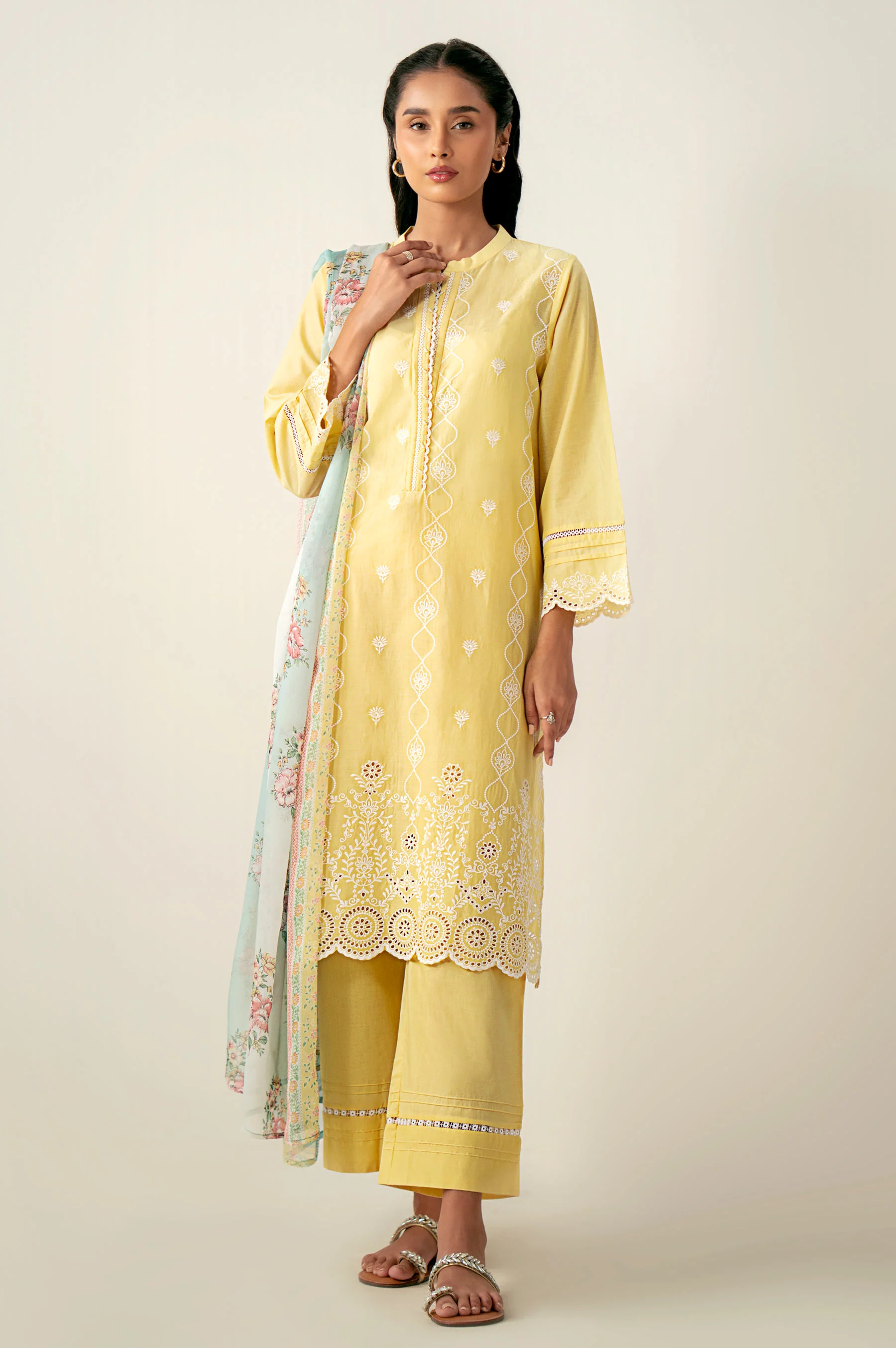 Stitched 3 Piece Embroidered Chikankari Lawn Suit