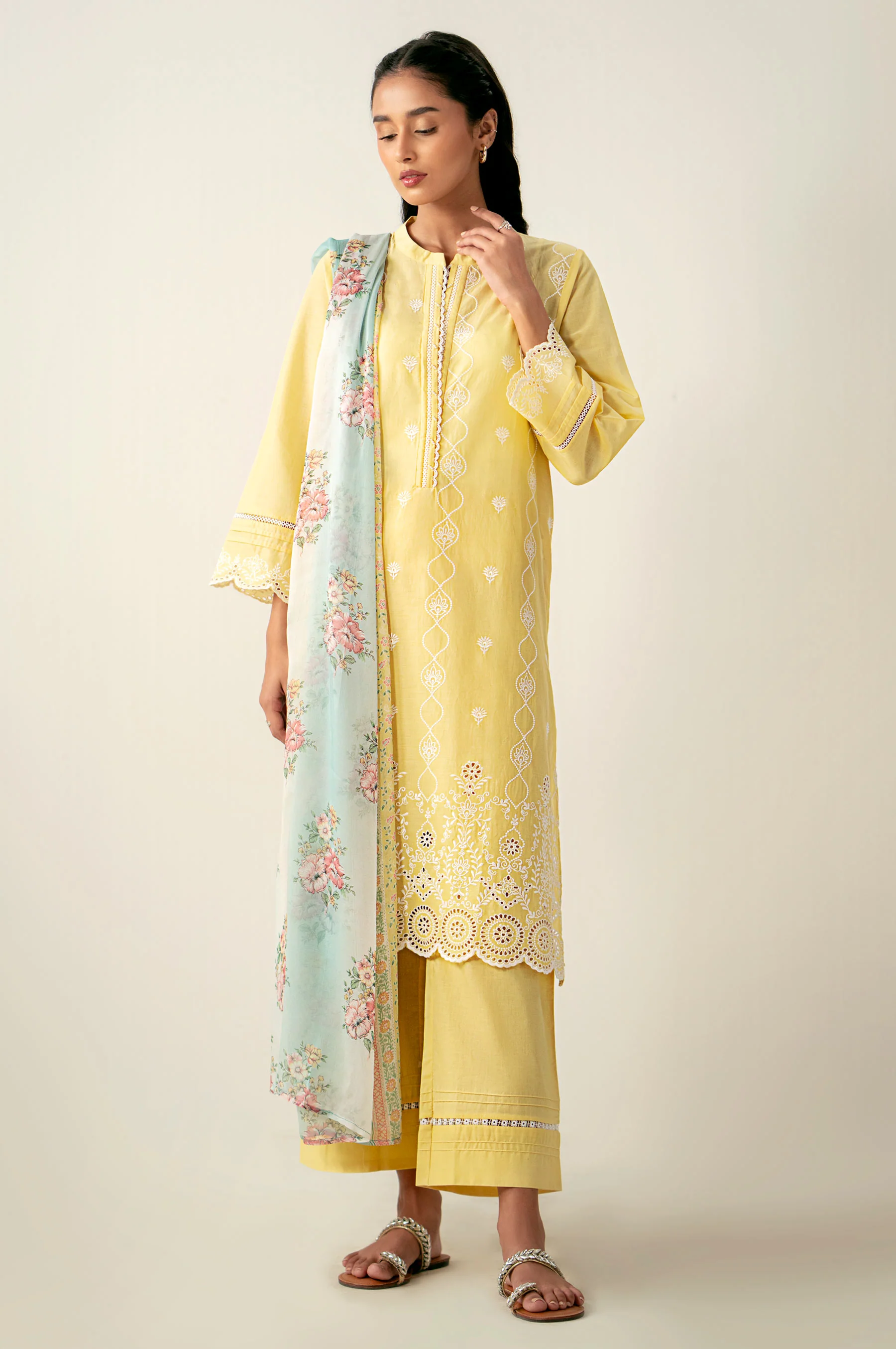 Stitched 3 Piece Embroidered Chikankari Lawn Suit - Image 3
