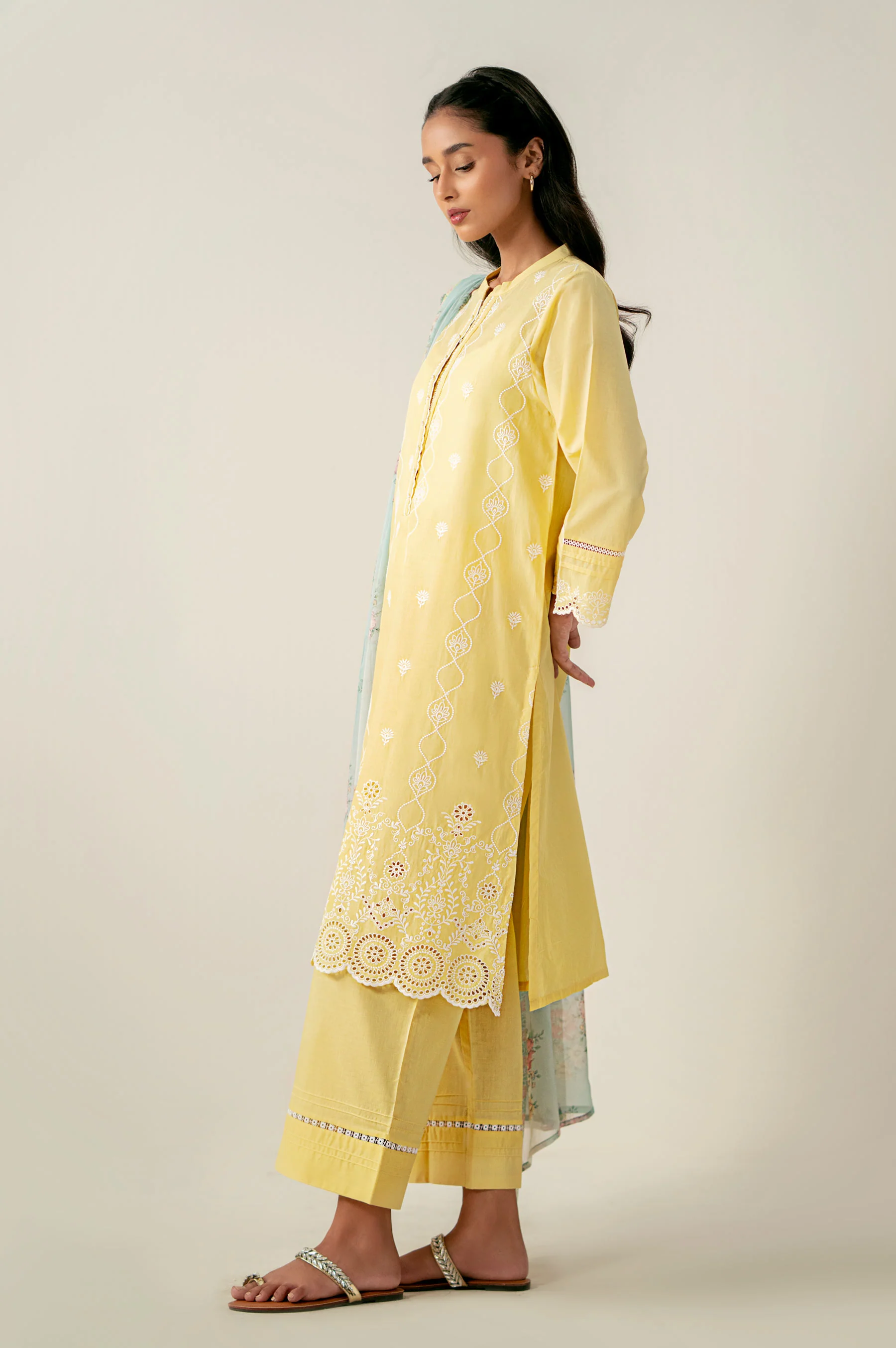 Stitched 3 Piece Embroidered Chikankari Lawn Suit - Image 4