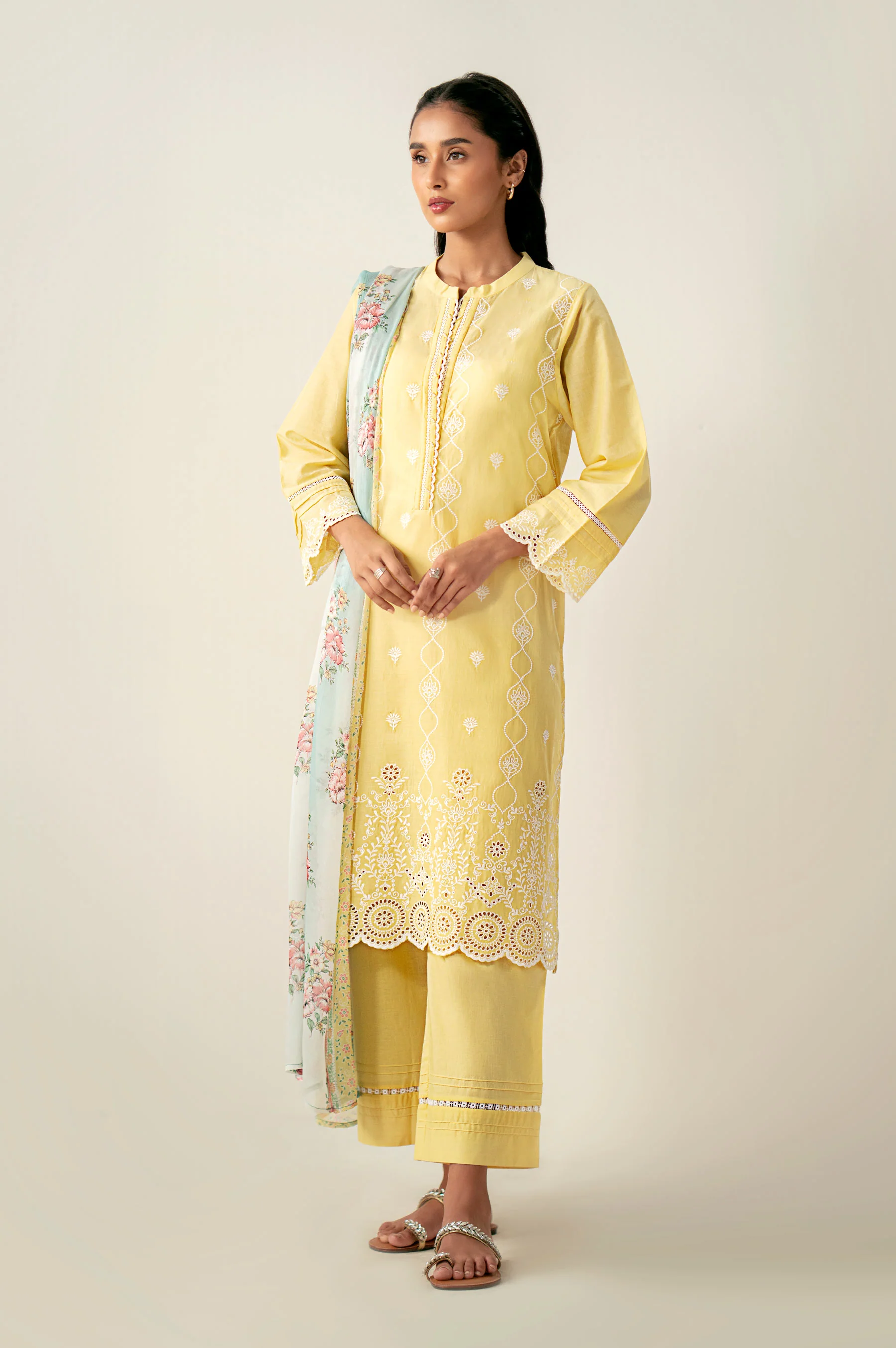 Stitched 3 Piece Embroidered Chikankari Lawn Suit - Image 5