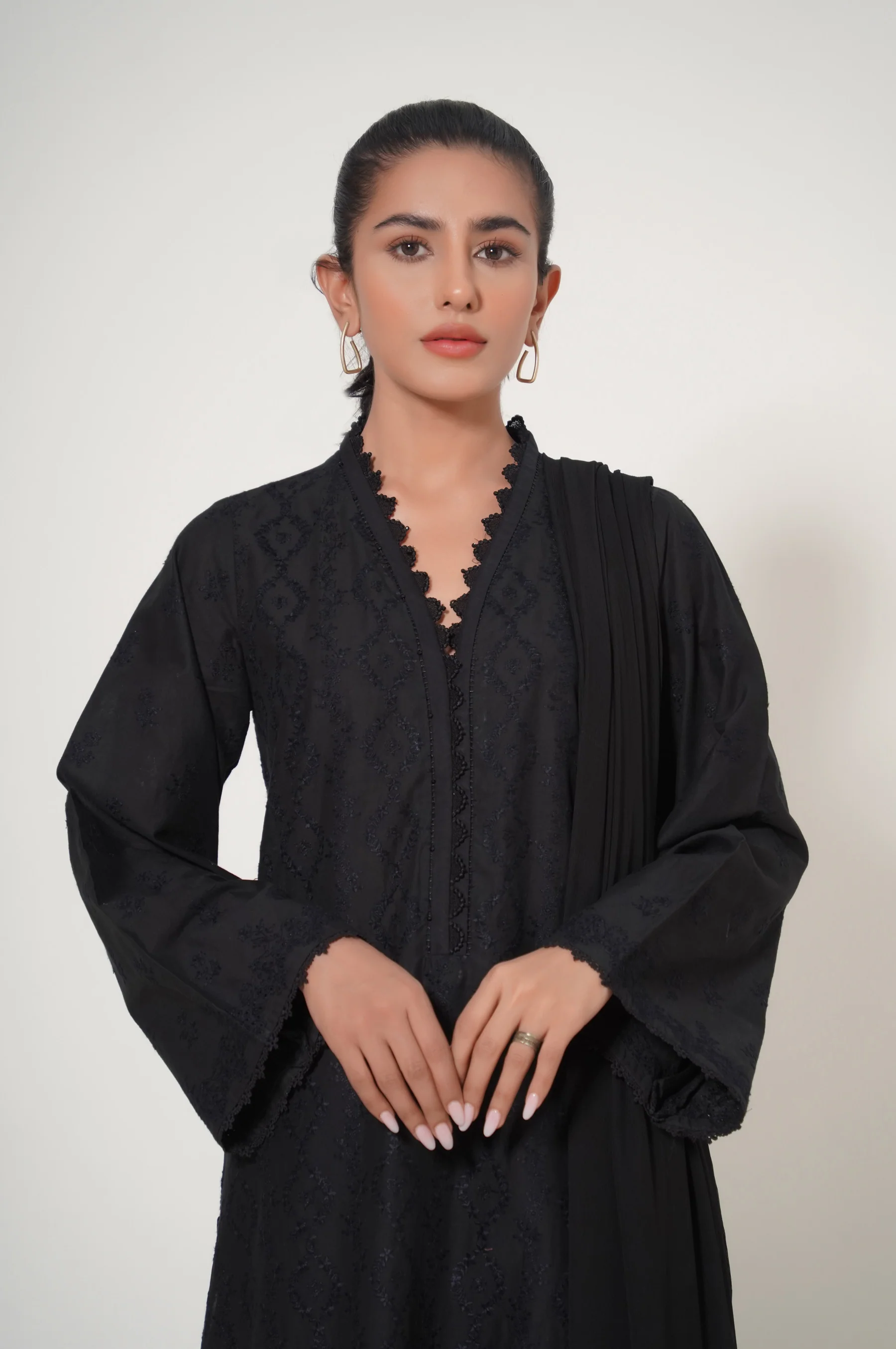 Stitched 3 Piece Chikankari Suit - Image 2