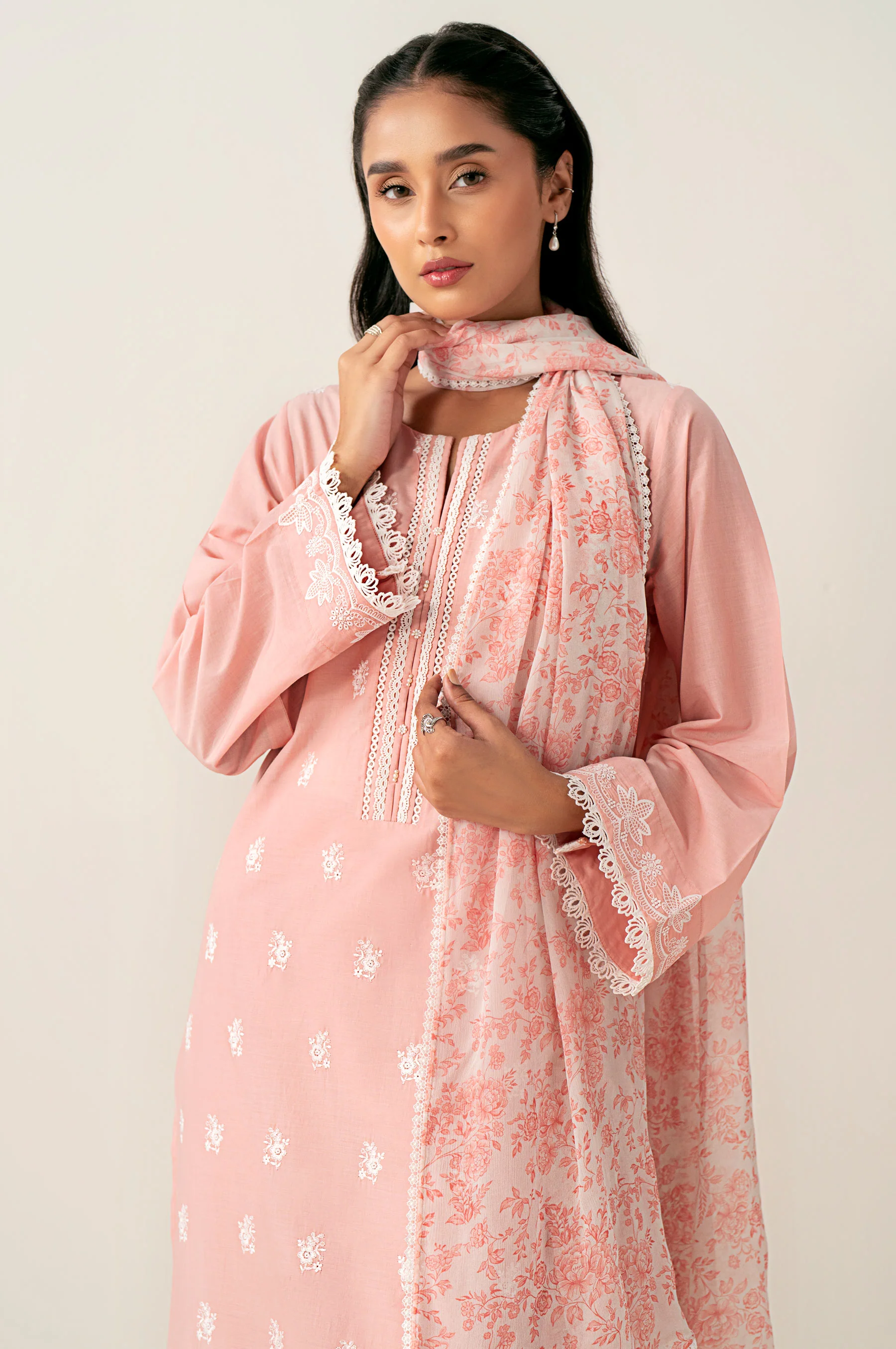 Stitched 3 Piece Embroidered Chikankari Suit - Image 2